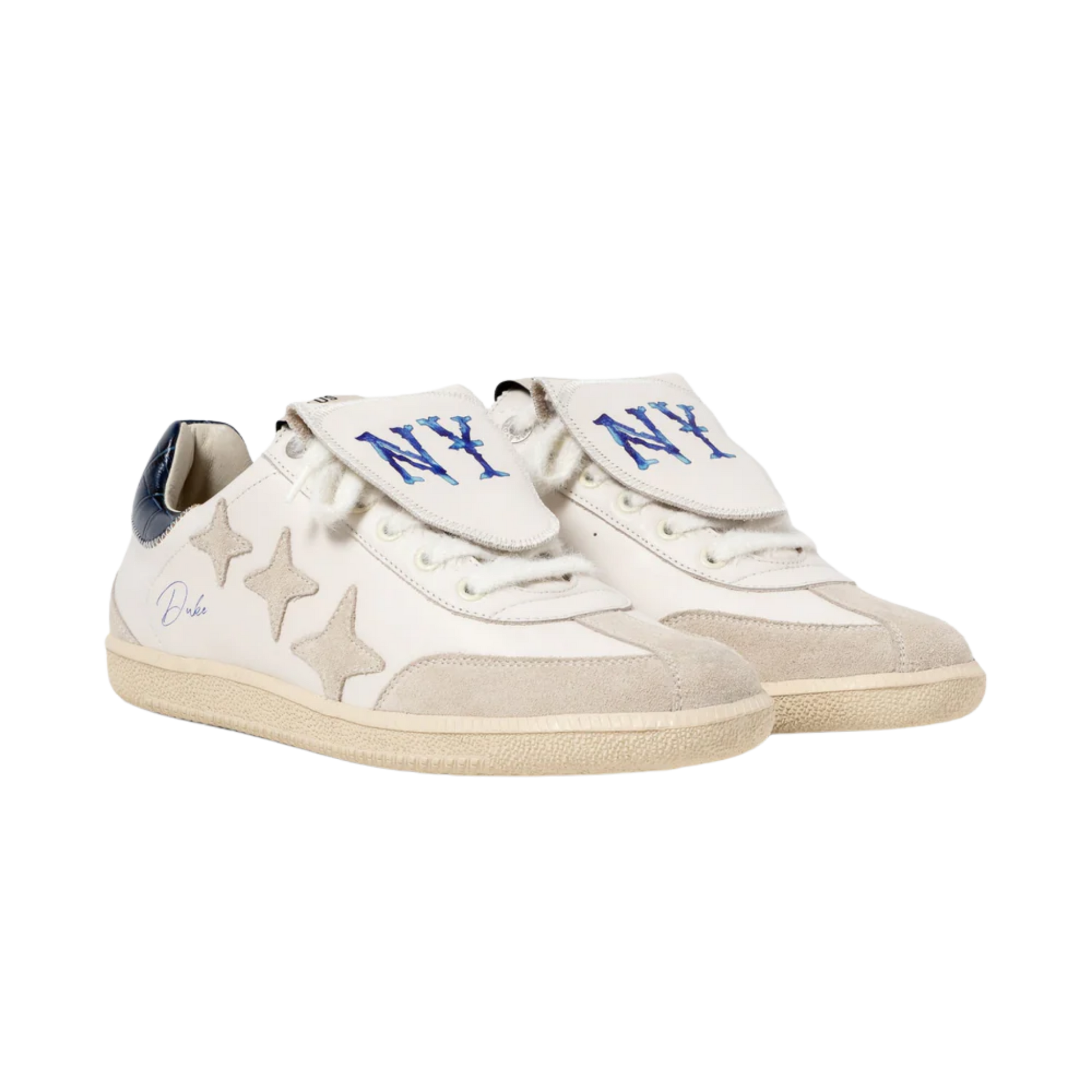 NY White Navy Sneaker