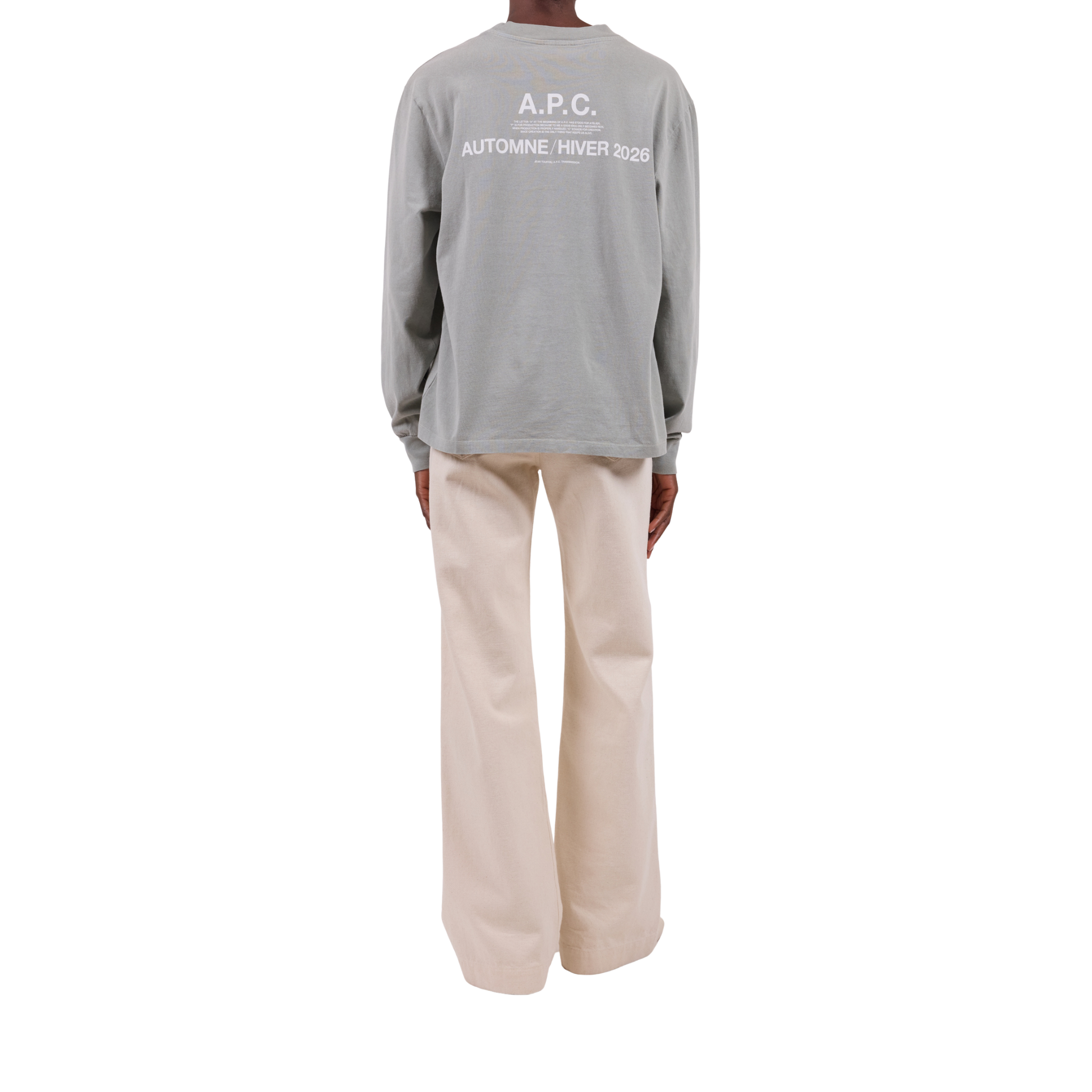 t-shirt manches long apc hiver 26 vert grise