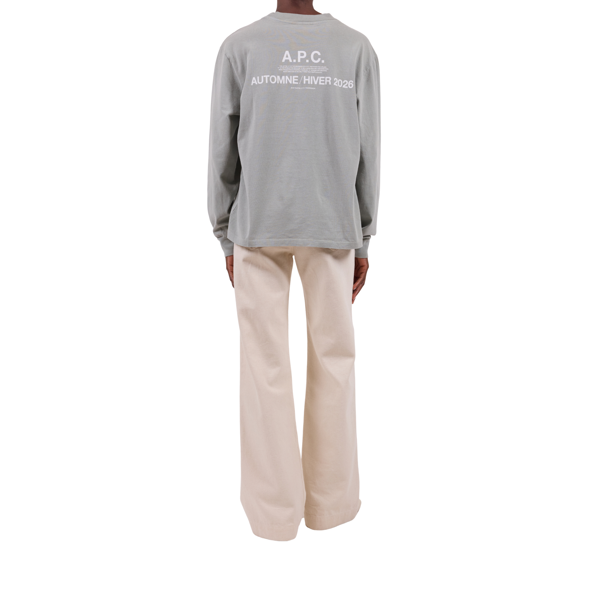 t-shirt manches long apc hiver 26 vert grise