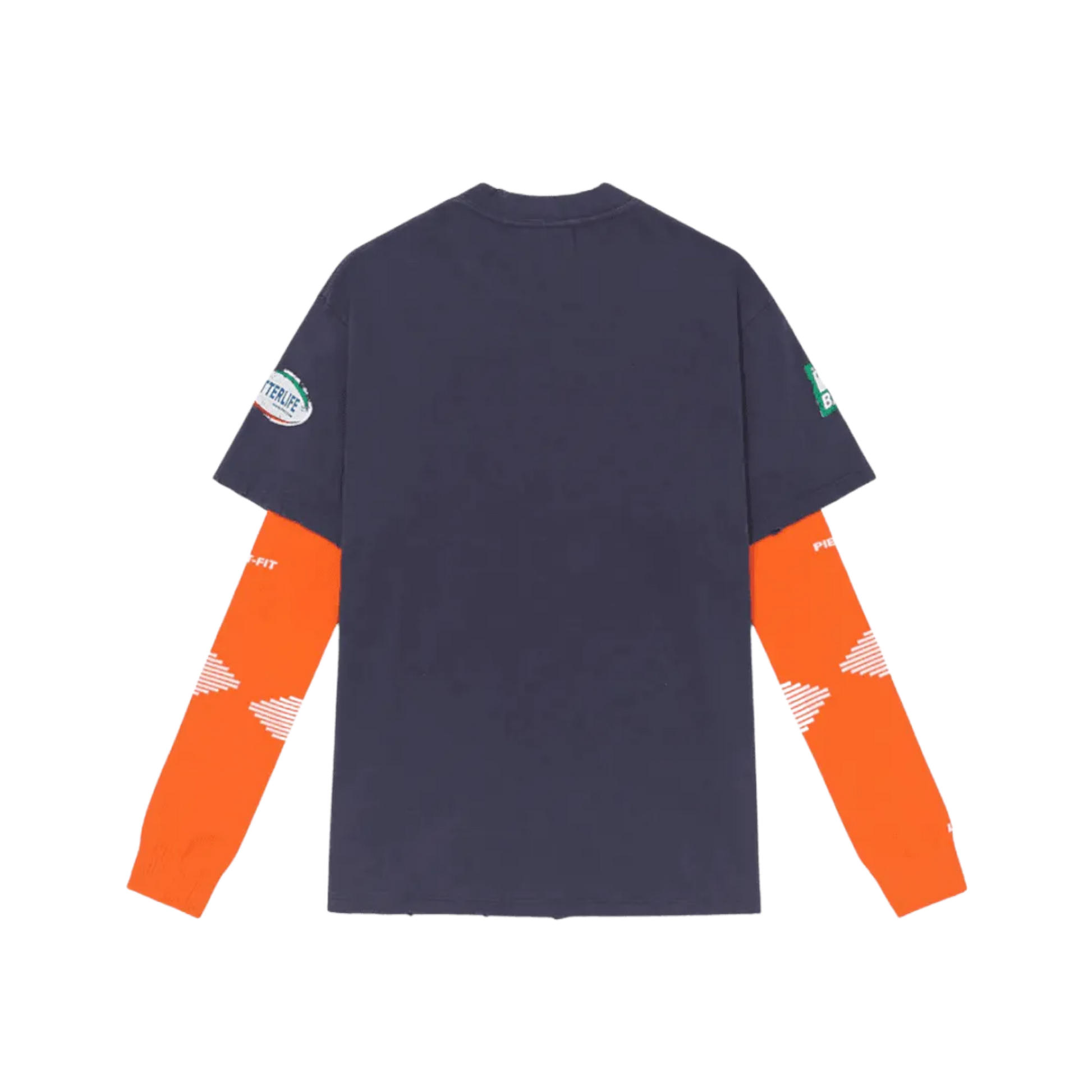 Piet F.C. Knitted Sleeve T-shirt - Navy/Orange