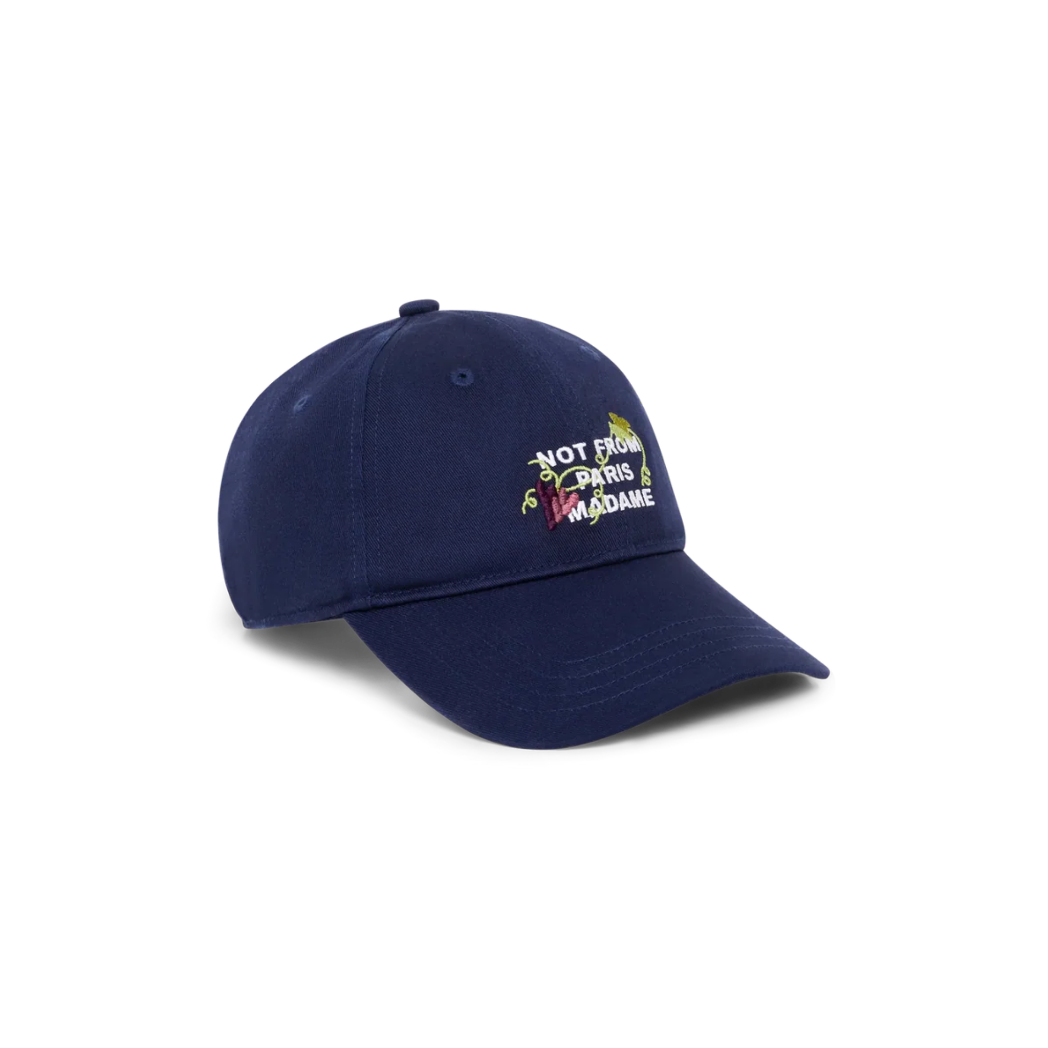 Vine Embroidered Slogan Cap Navy