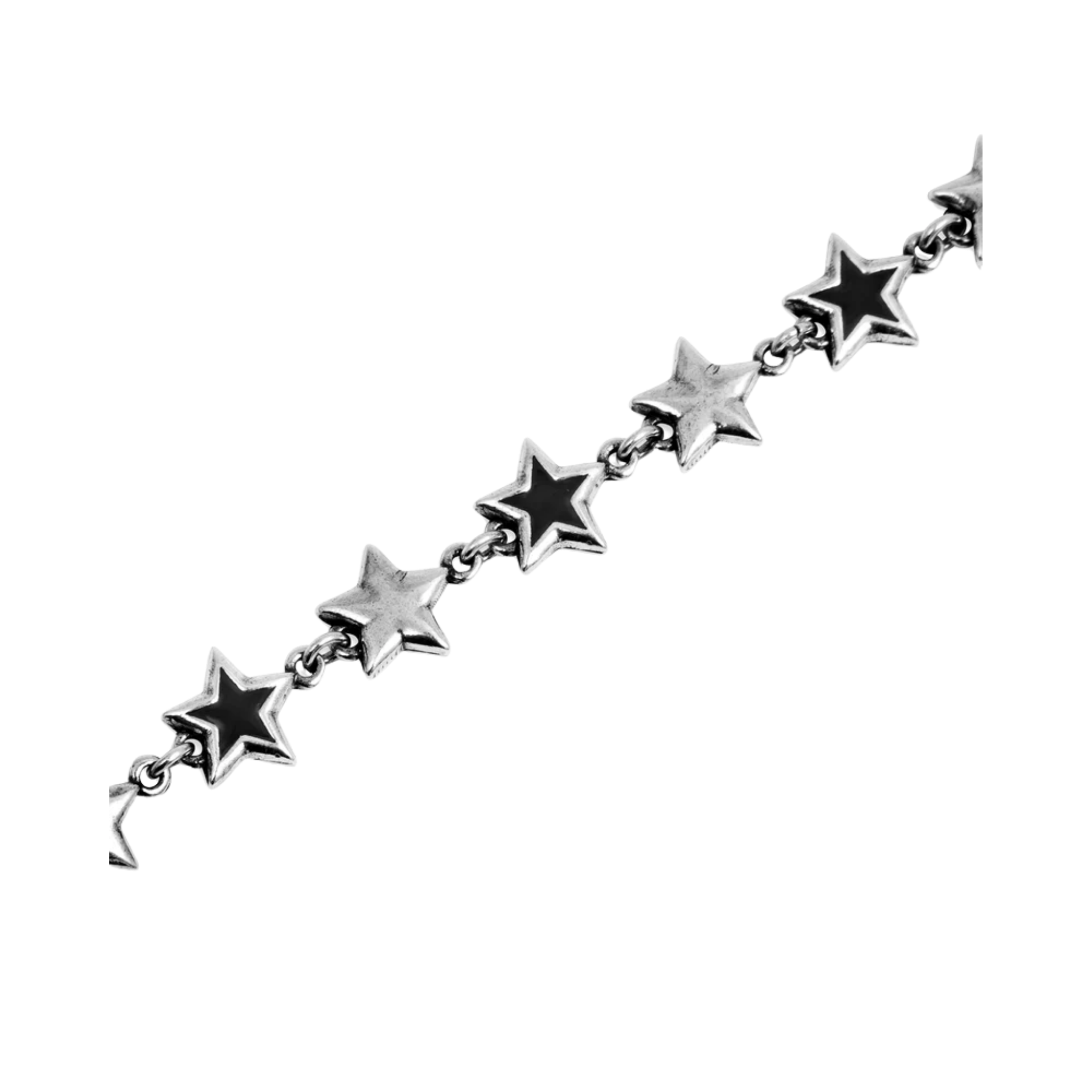 Black Enameled Stars Bracelet Silver