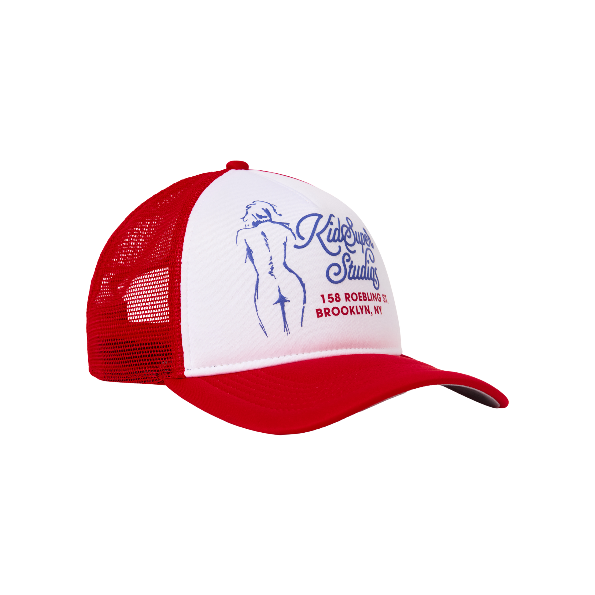 Puff print Trucker Hat-Red