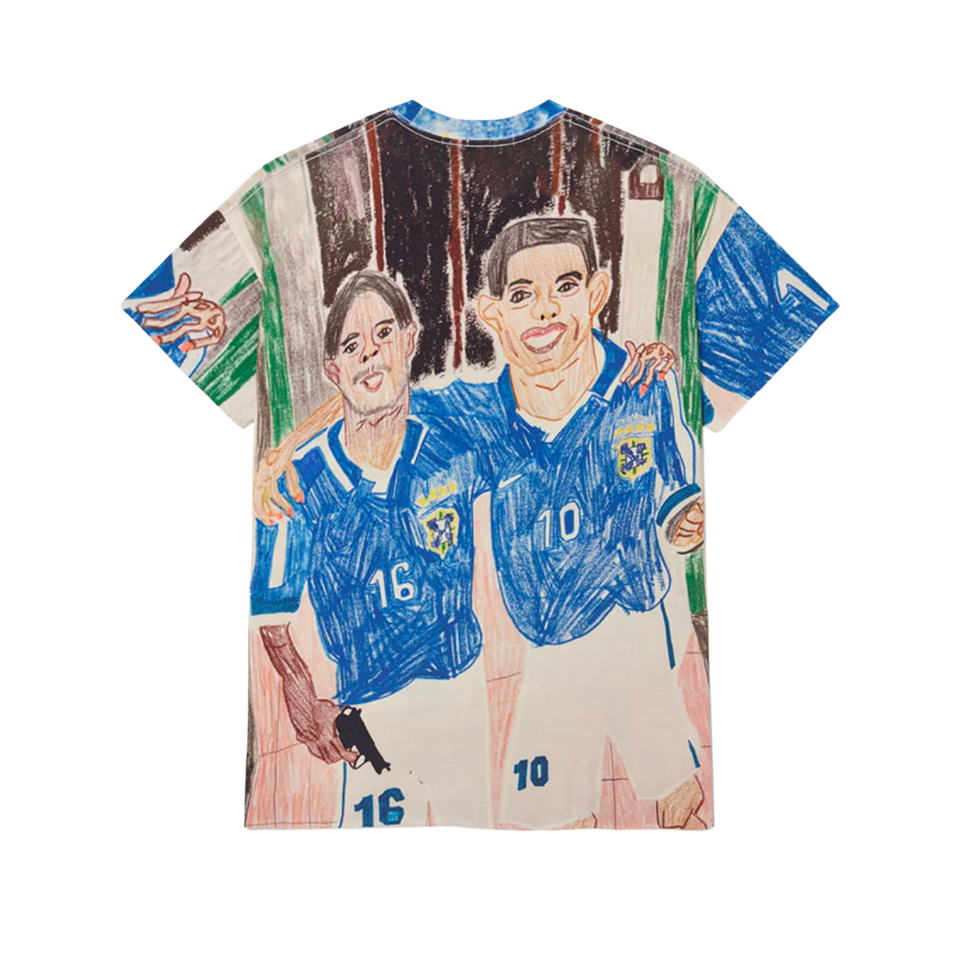 Full Print Illustrated Raw Edge T-shirt - Printed