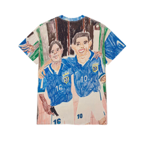 Full Print Illustrated Raw Edge T-shirt - Printed