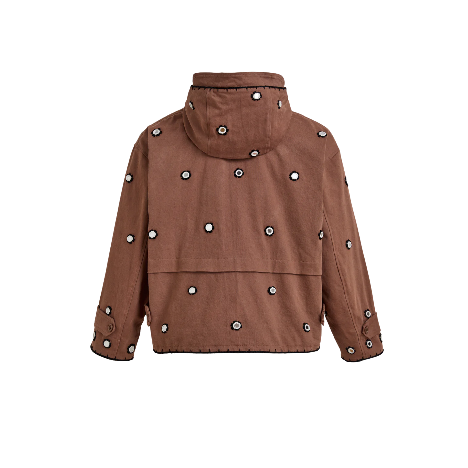 Hand Embroidered Hooded Jacket Espresso