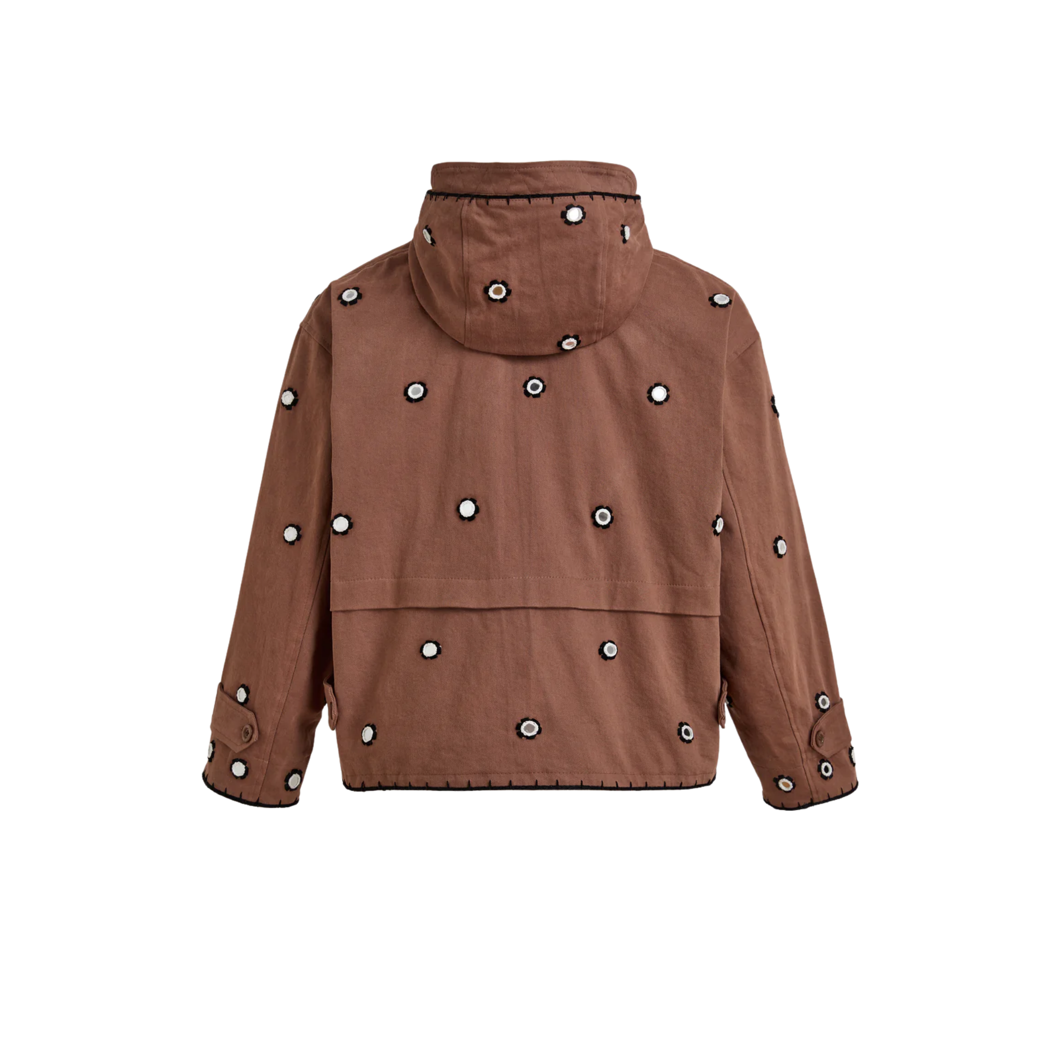 Hand Embroidered Hooded Jacket Espresso