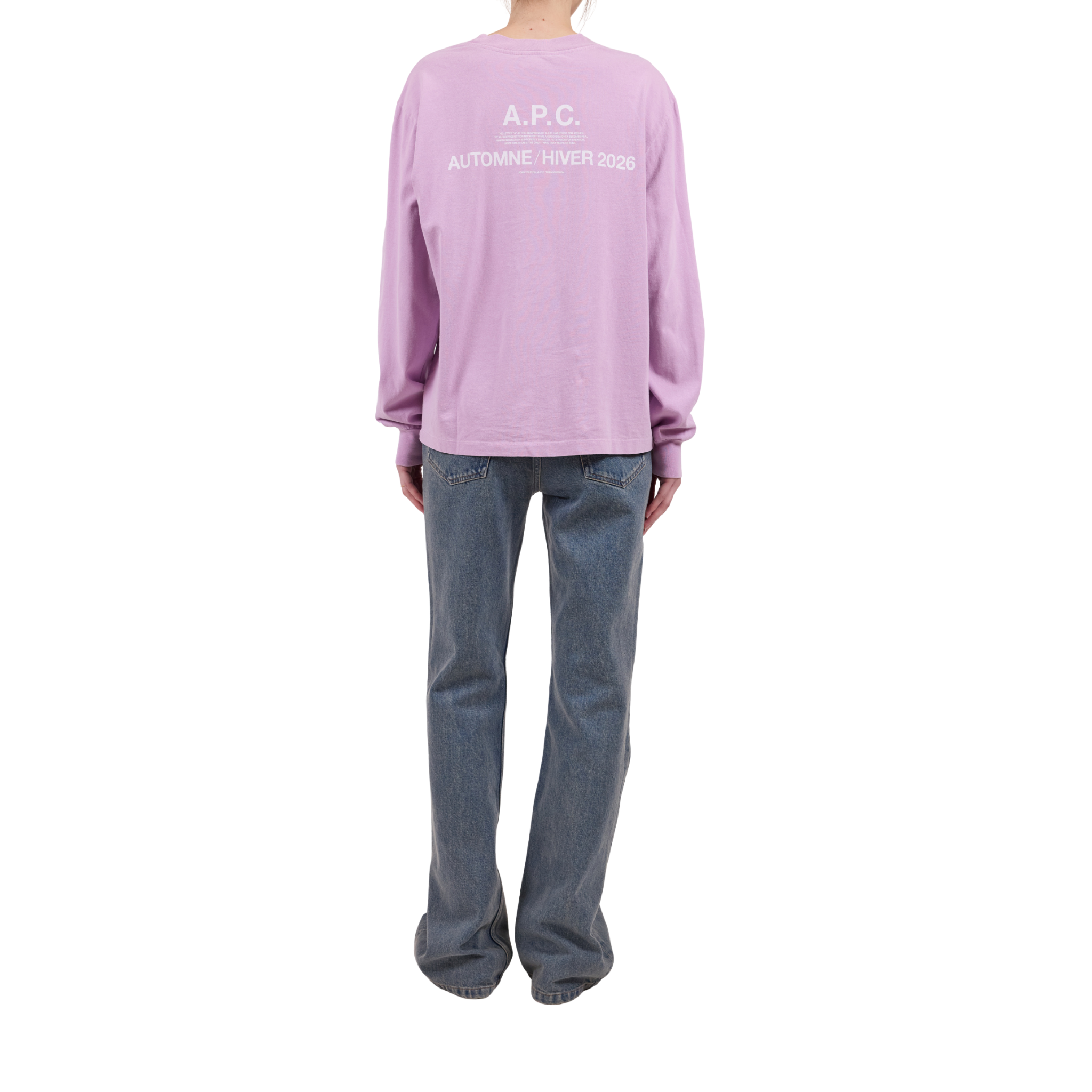 t-shirt manches long apc hiver 26 rose pale