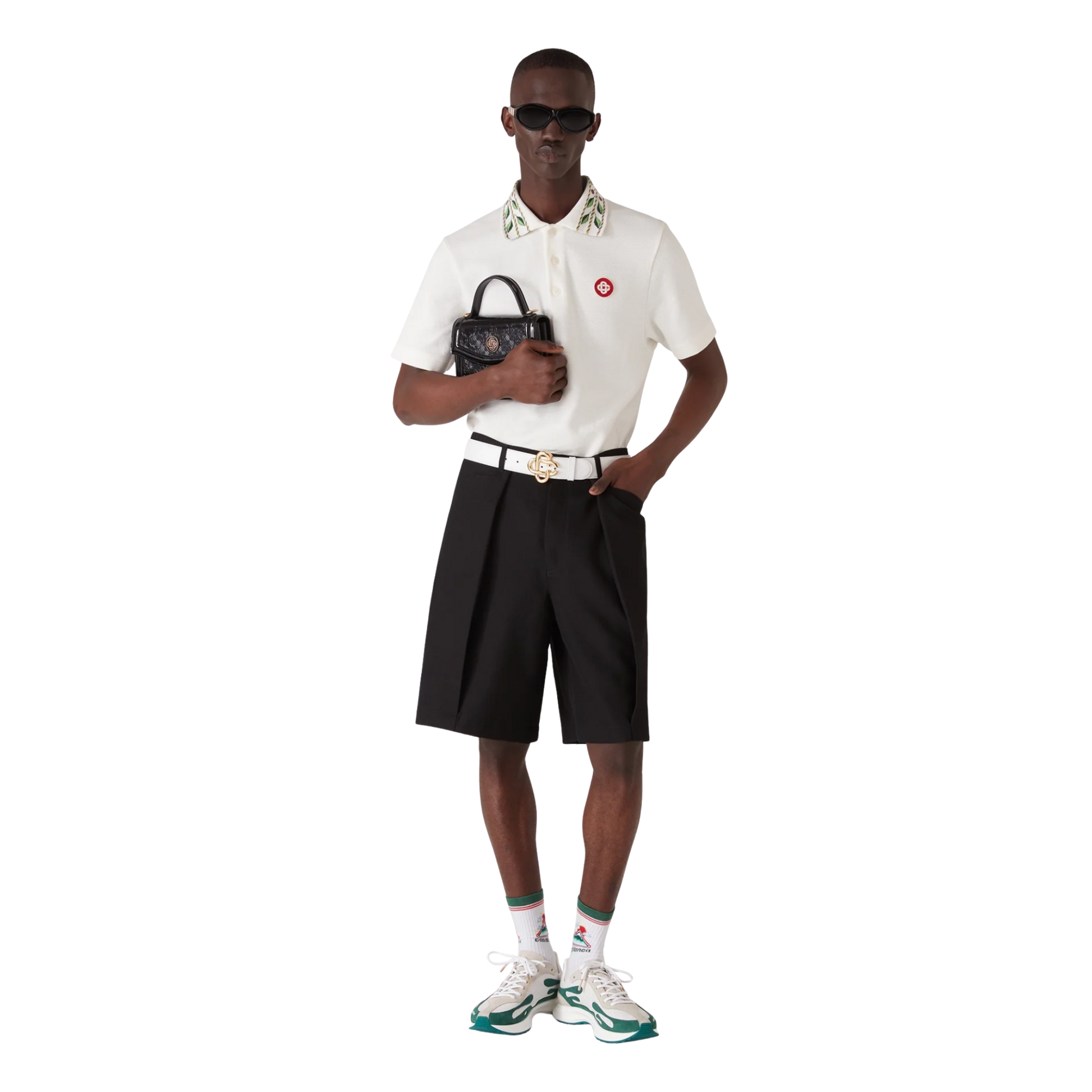 Classic Laurel Pique Polo White