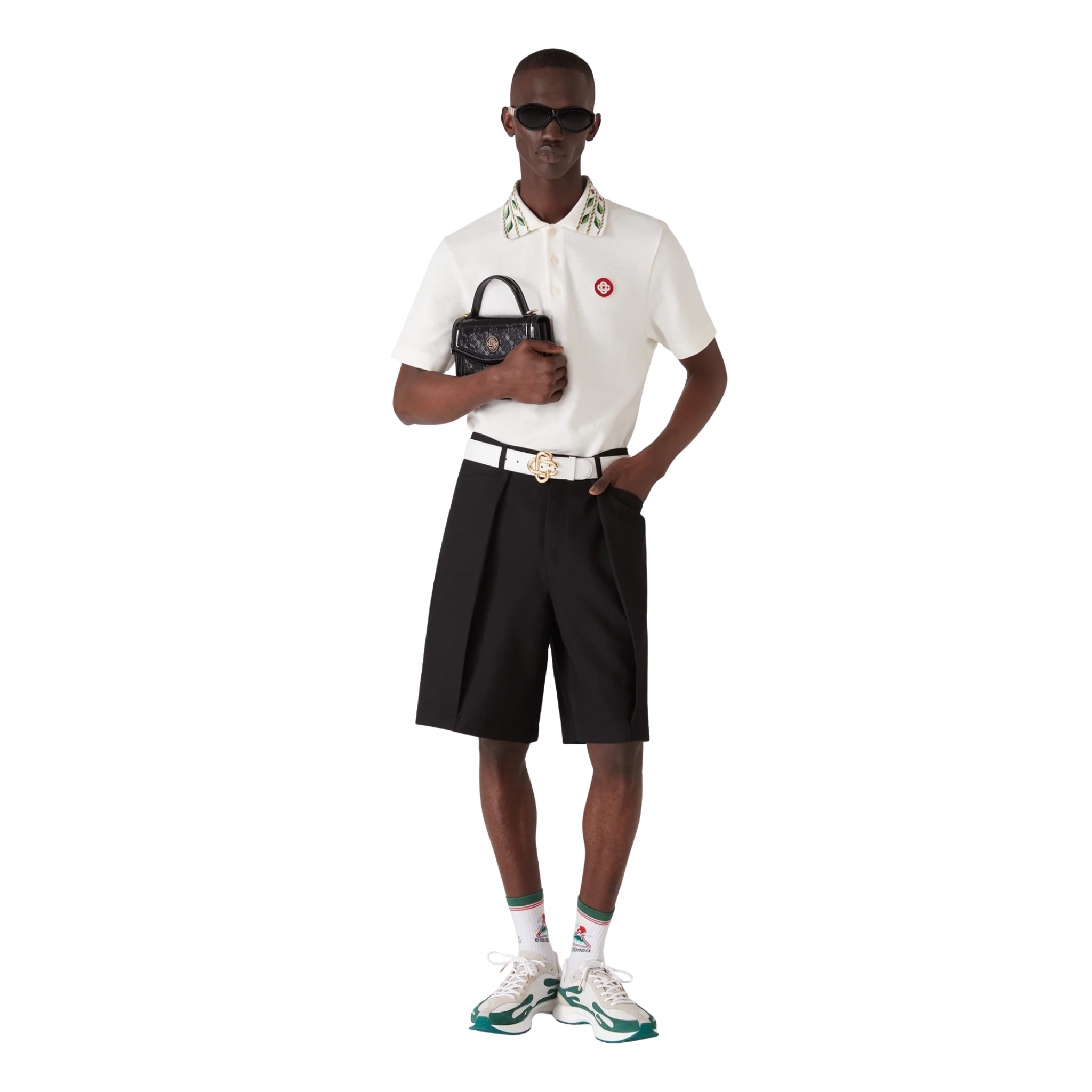 Classic Laurel Pique Polo White