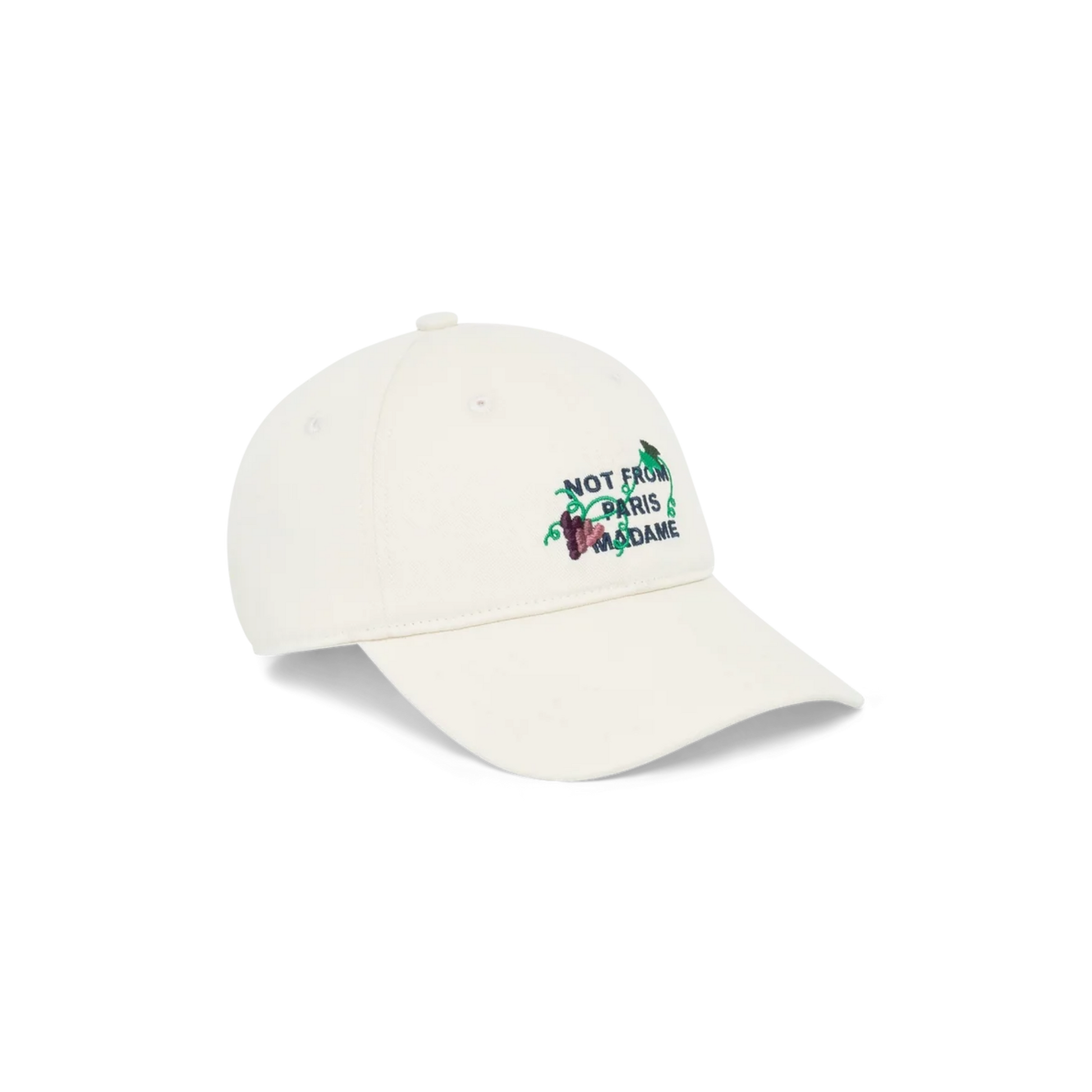Vine Embroidered Slogan Cap Off White