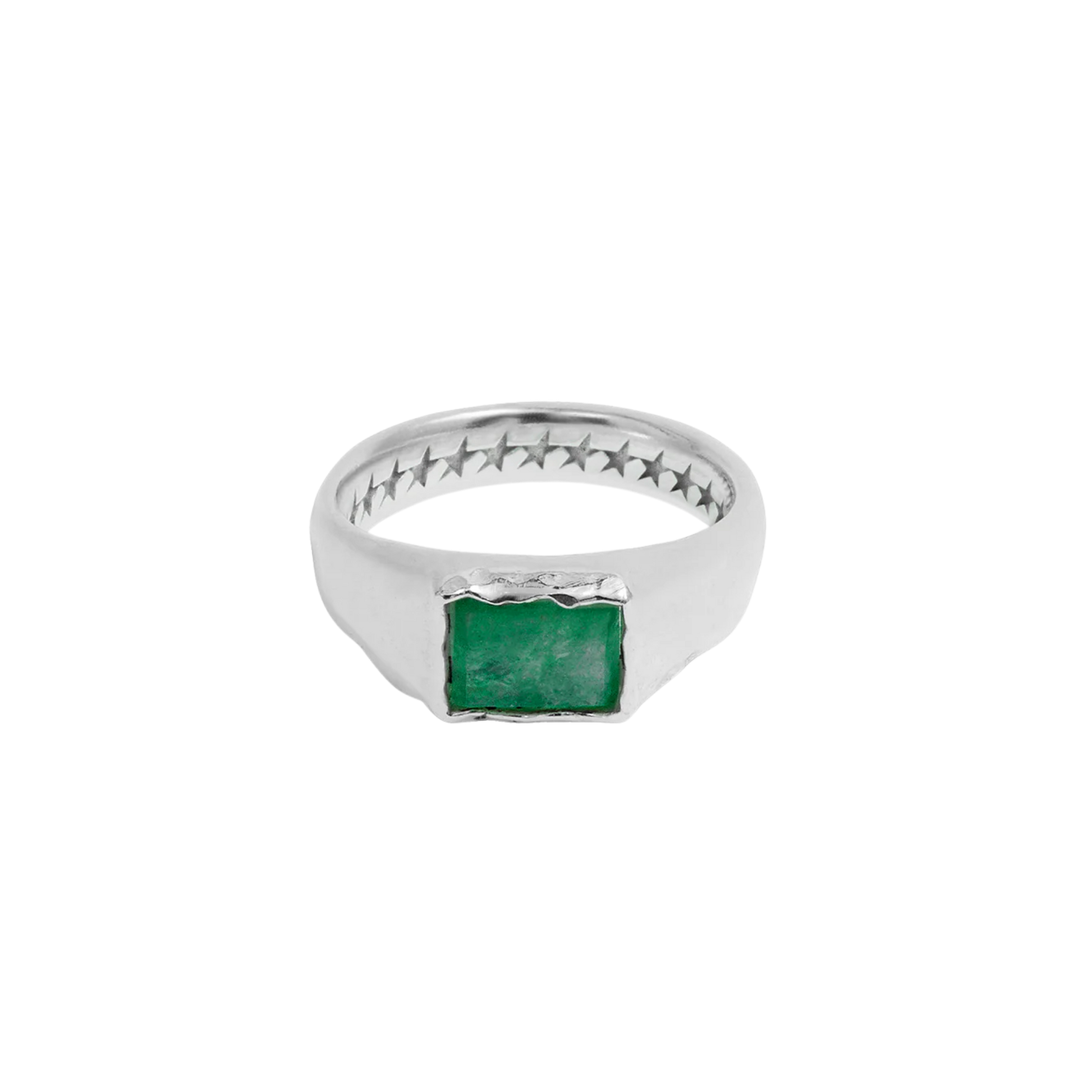 Rectangular Green Stone Ring