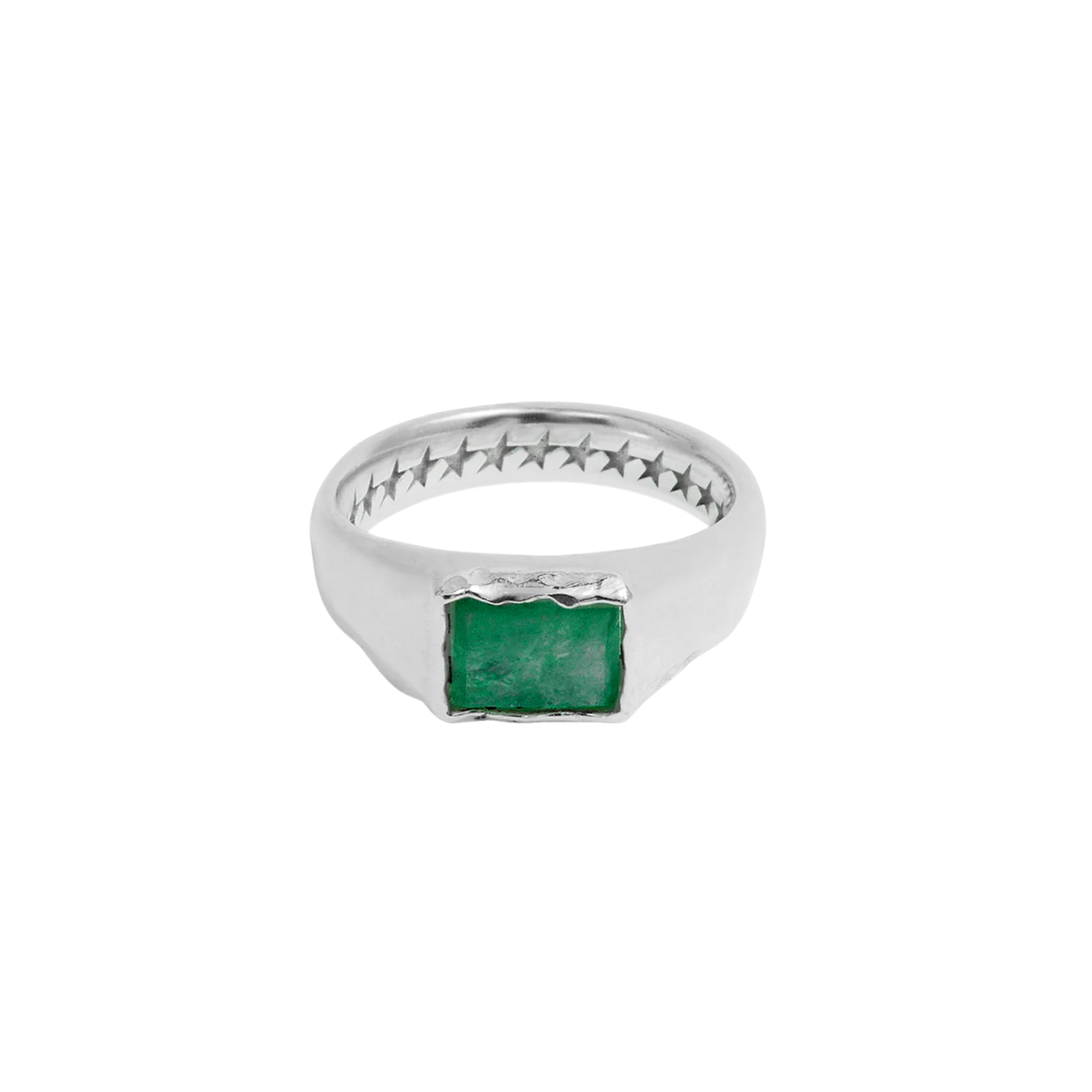 Rectangular Green Stone Ring