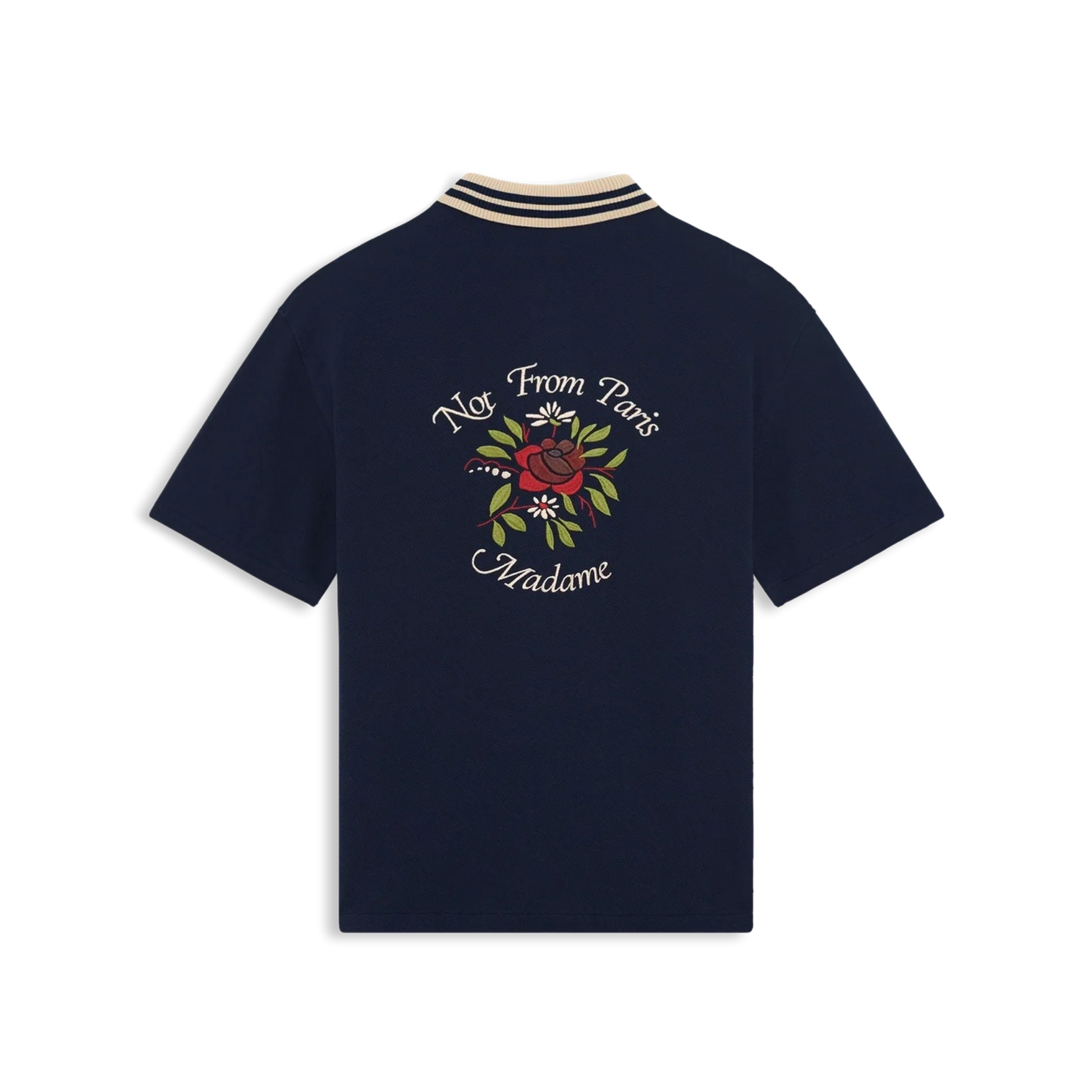Chemise Piquée Slogan Rose Navy