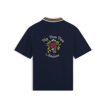 Chemise Piquée Slogan Rose Navy