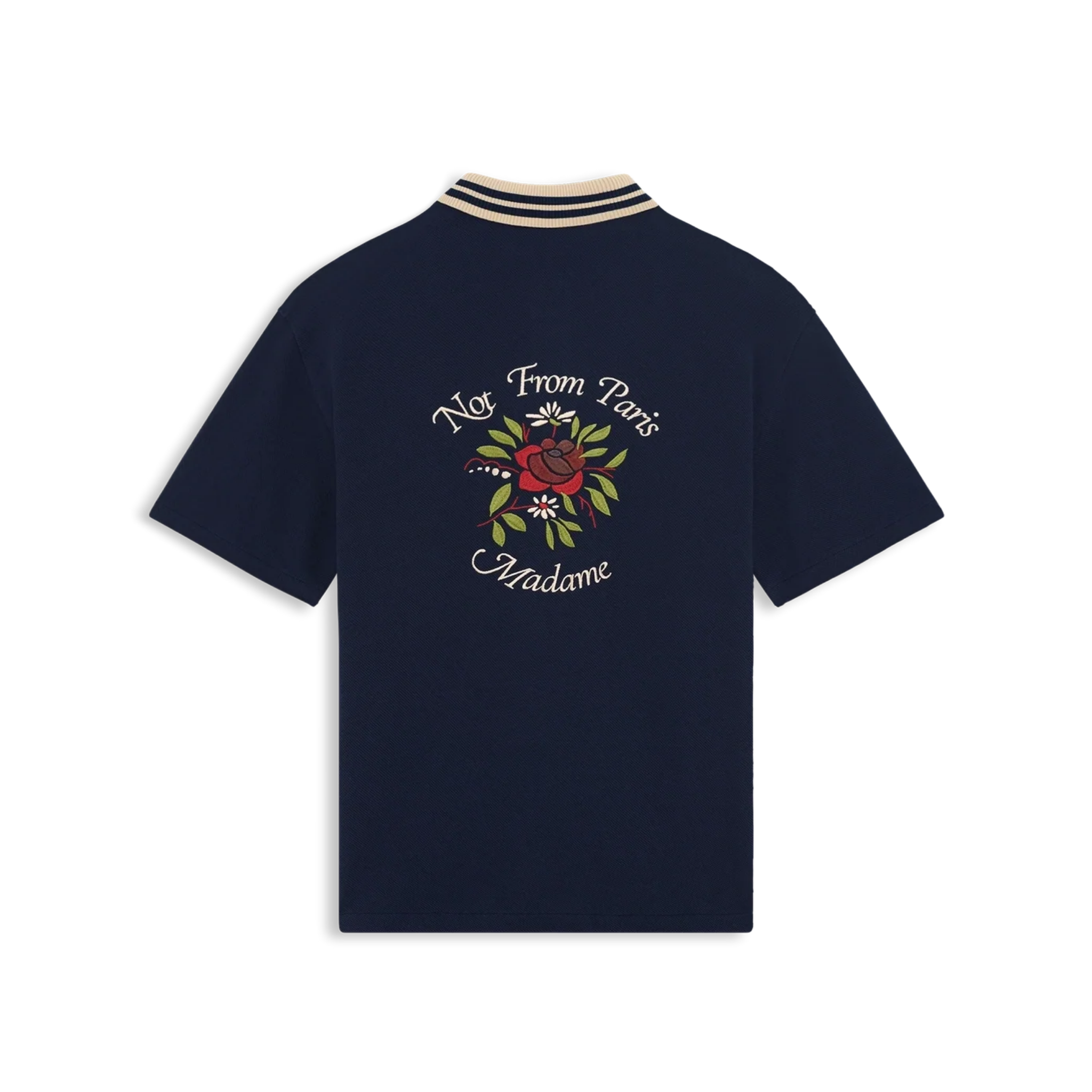 Chemise Piquée Slogan Rose Navy