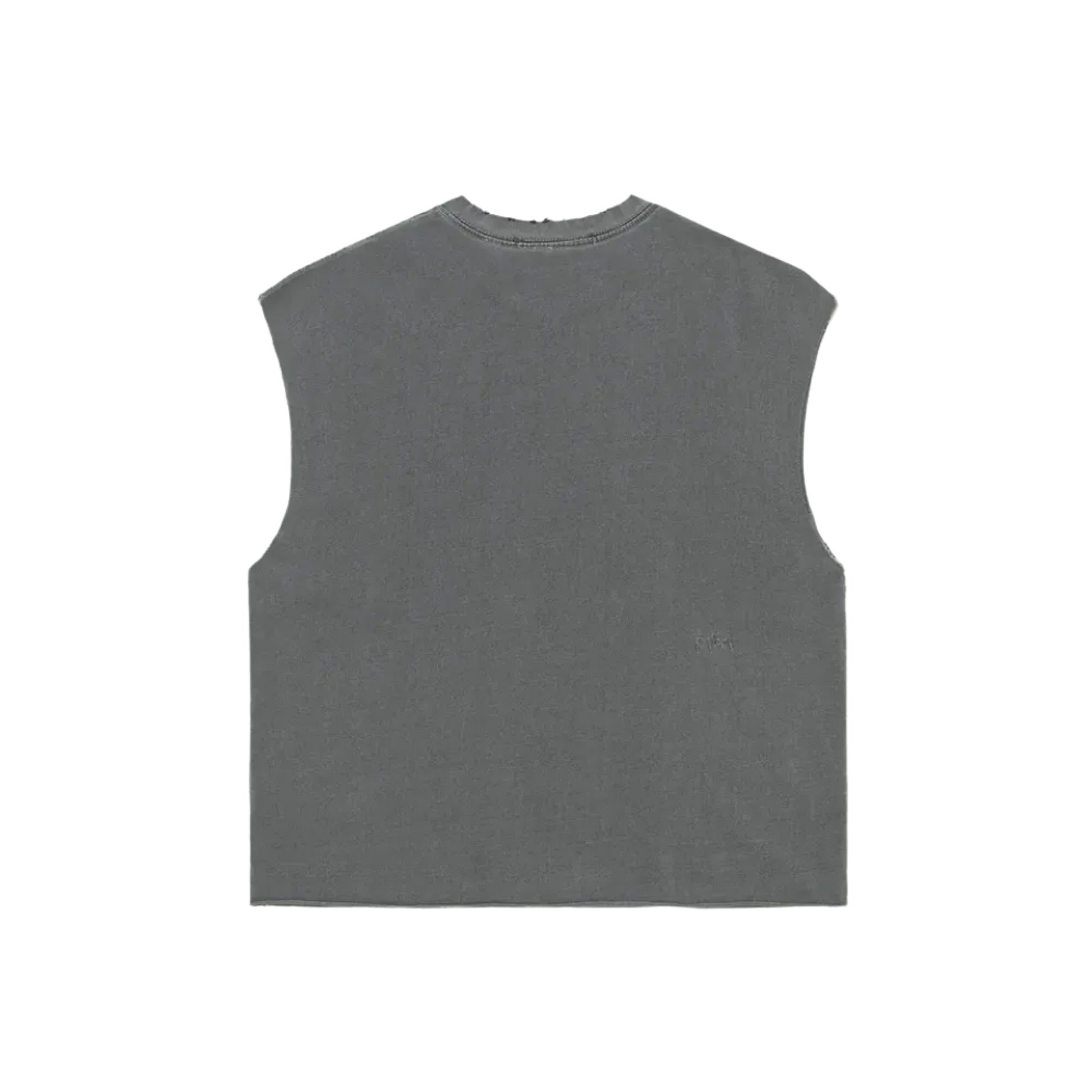 Emblem Raw Edge Oversized Tank Top - Vintage Black