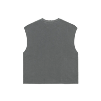 Emblem Raw Edge Oversized Tank Top - Vintage Black