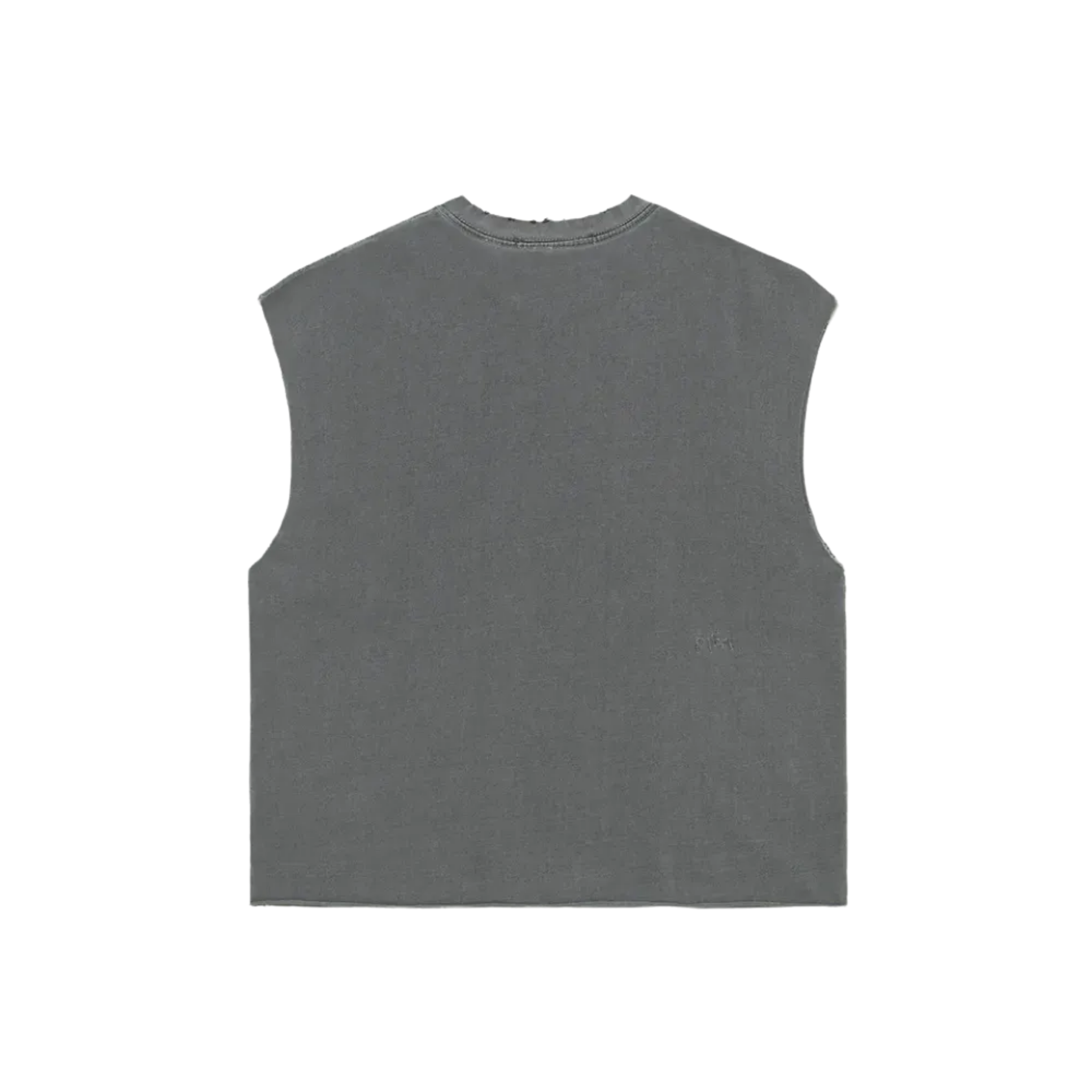 Emblem Raw Edge Oversized Tank Top - Vintage Black