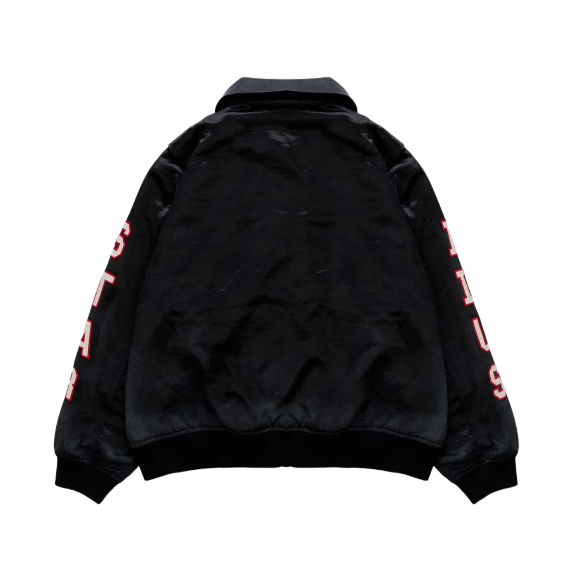 Plus Black Satin Bomber Jacket