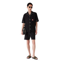 Monogram Jacquard Short Sleeve Towelling Shirt Black