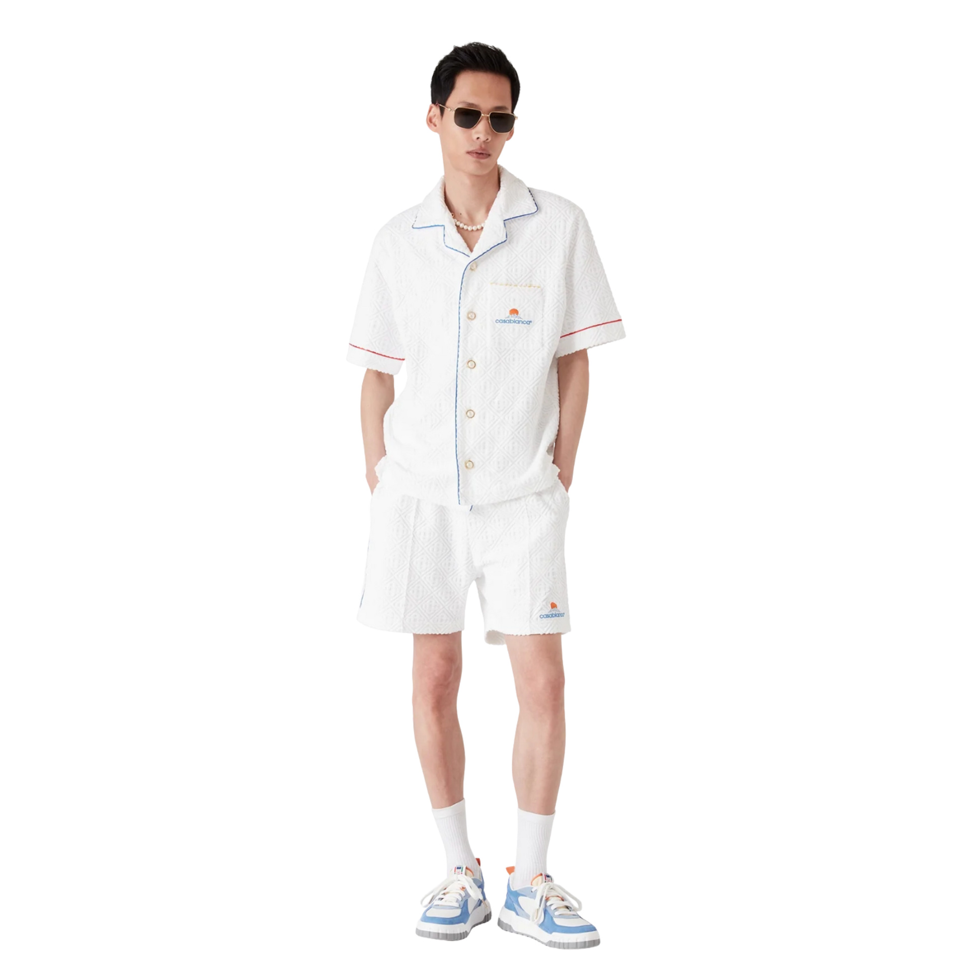 Monogram Jacquard Short Sleeve Towelling Shirt White