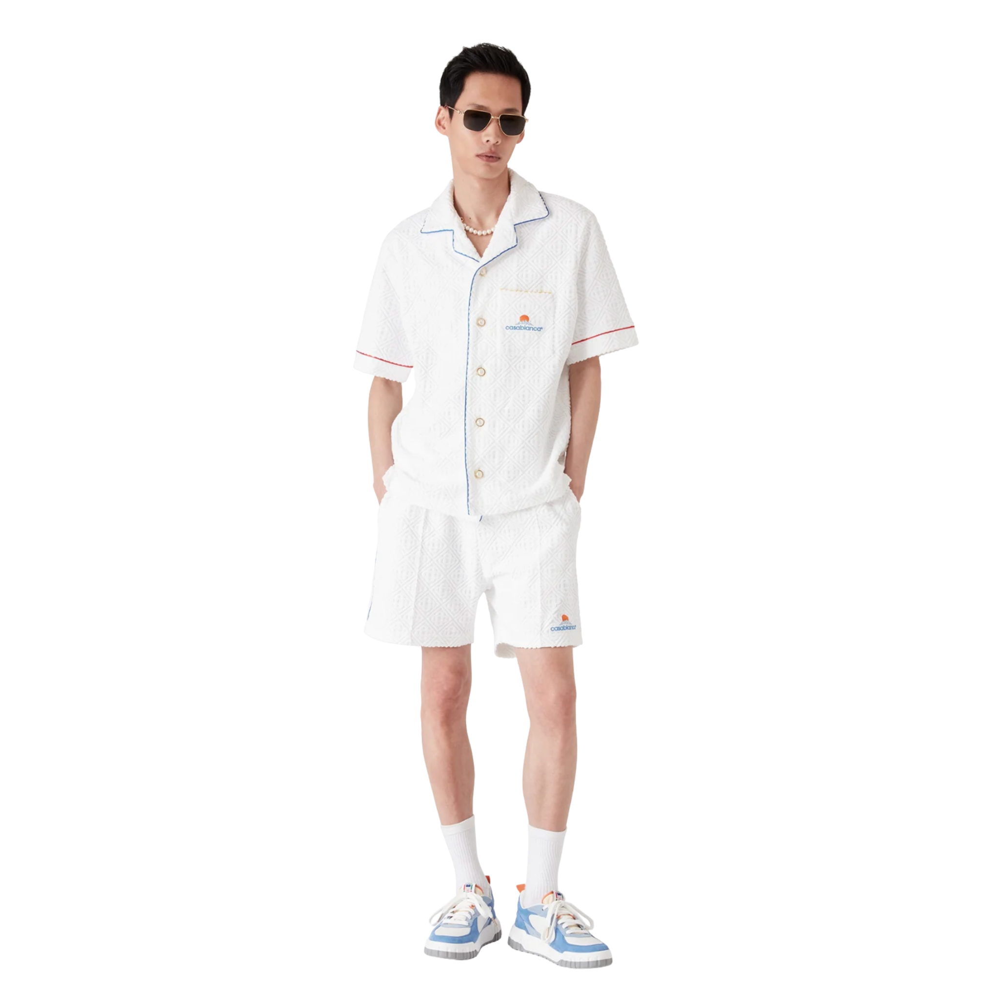 Monogram Jacquard Short Sleeve Towelling Shirt White