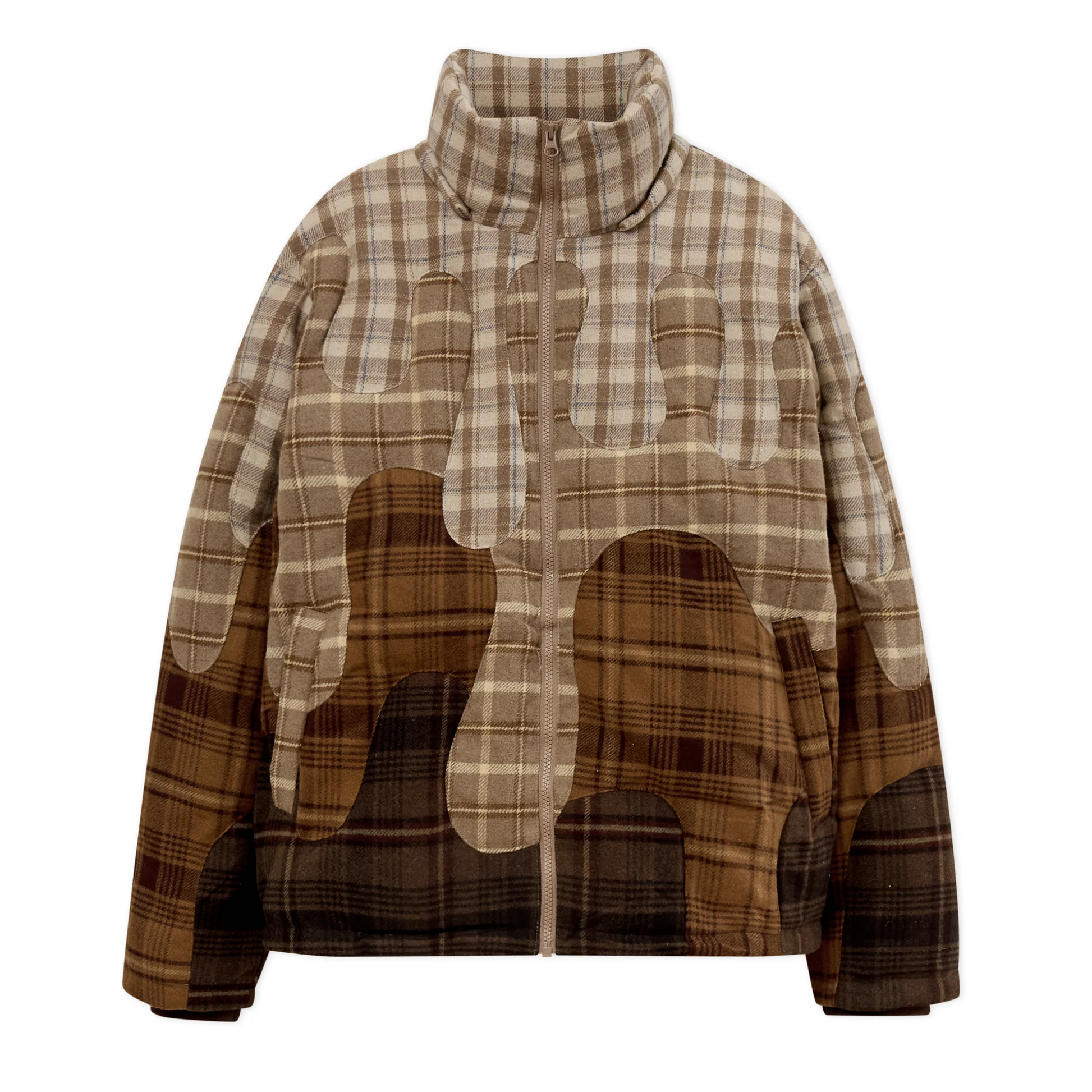 Neapolitan Flannel Puffer Jacket Brown