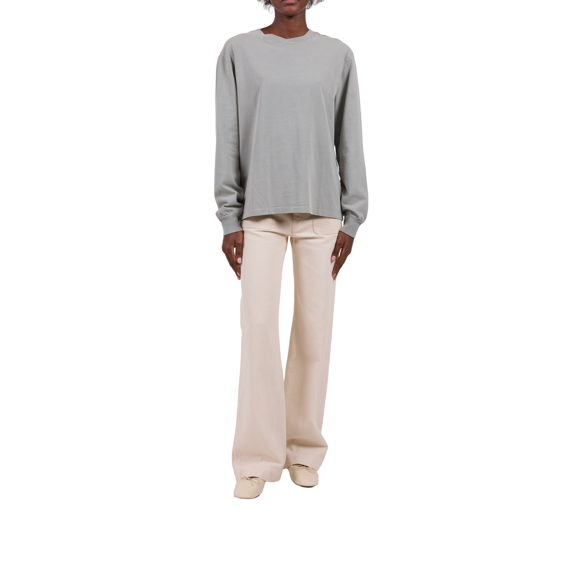 t-shirt manches long apc hiver 26 vert grise
