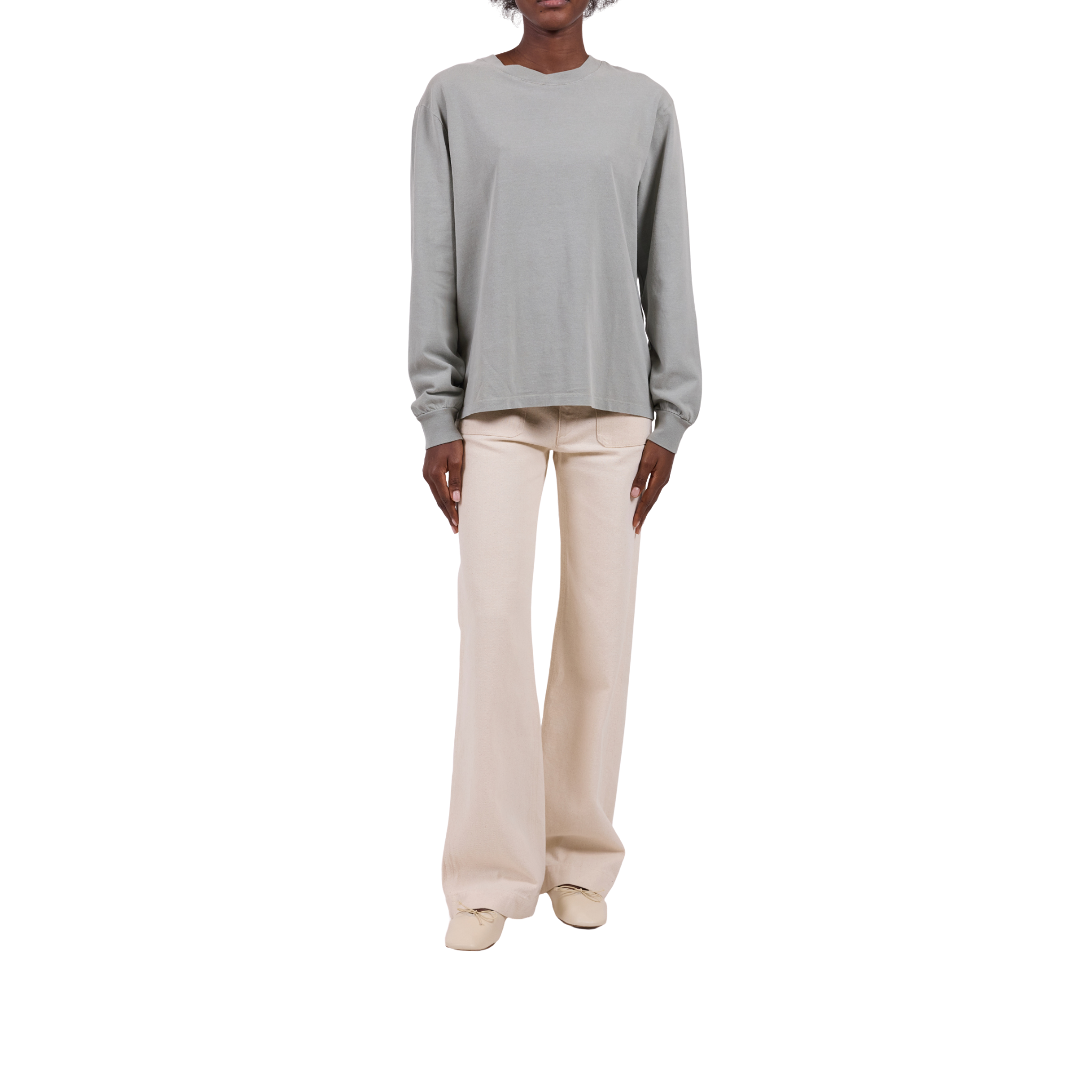 t-shirt manches long apc hiver 26 vert grise