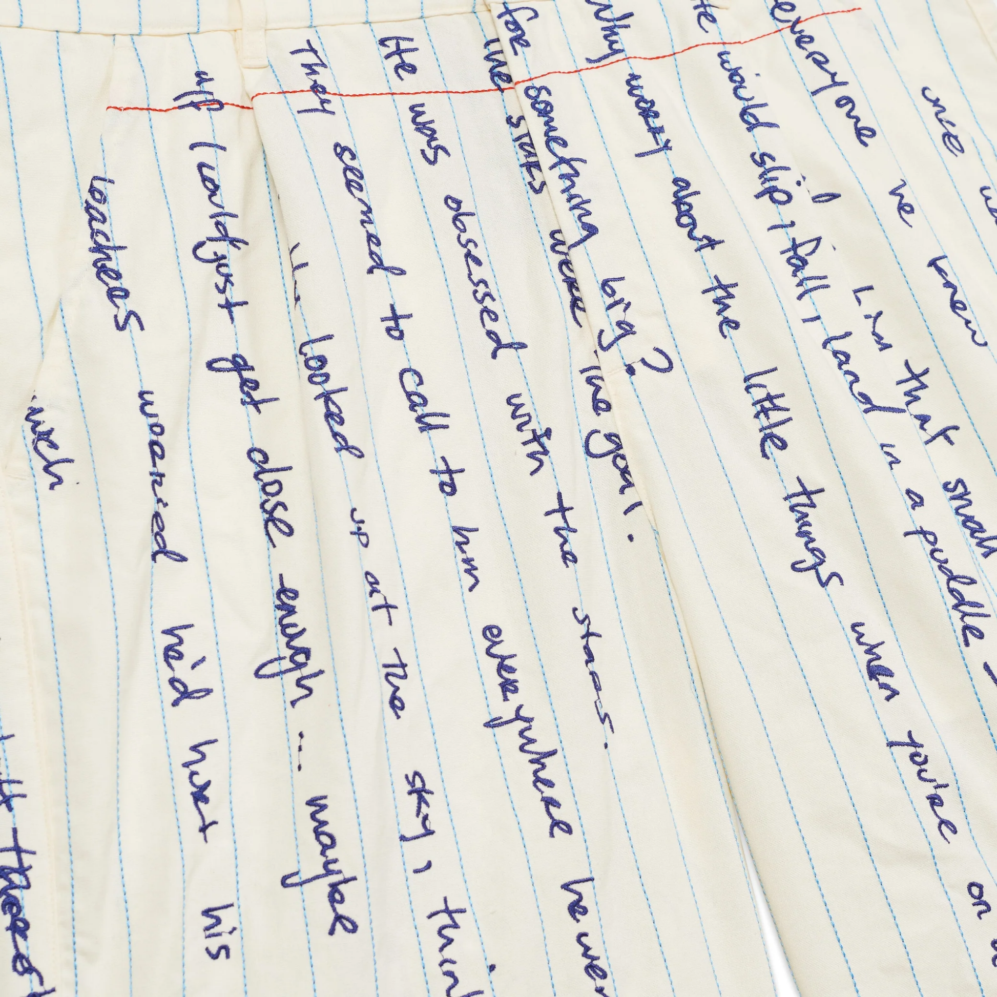 Paper Handwriting Pleated Short White