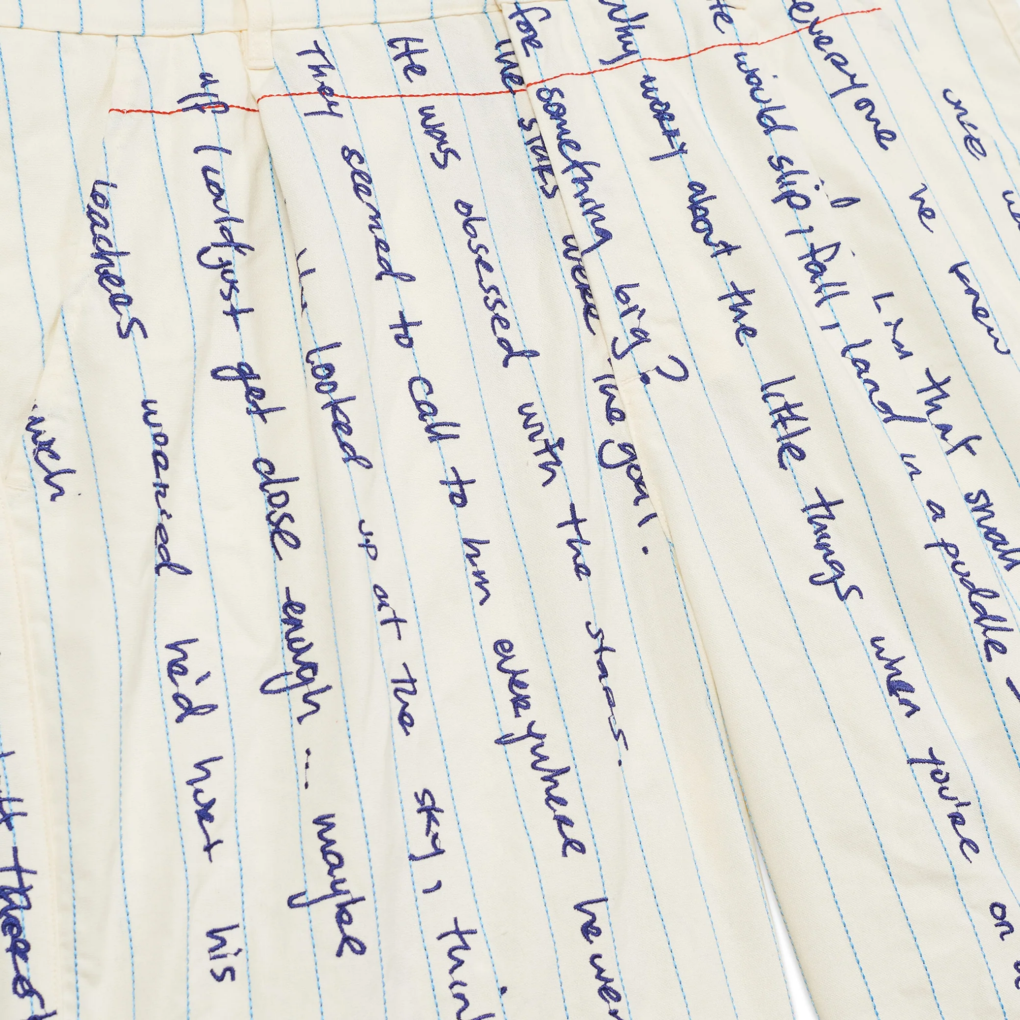 Paper Handwriting Pleated Short White