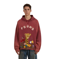 Wildlife Chenile Embroidered Hoodie Washed Berry