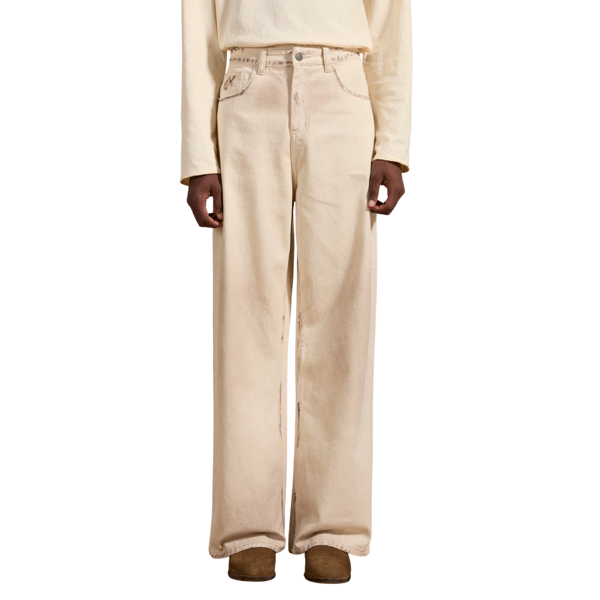 Lacy Baggy Jeans Dirty White