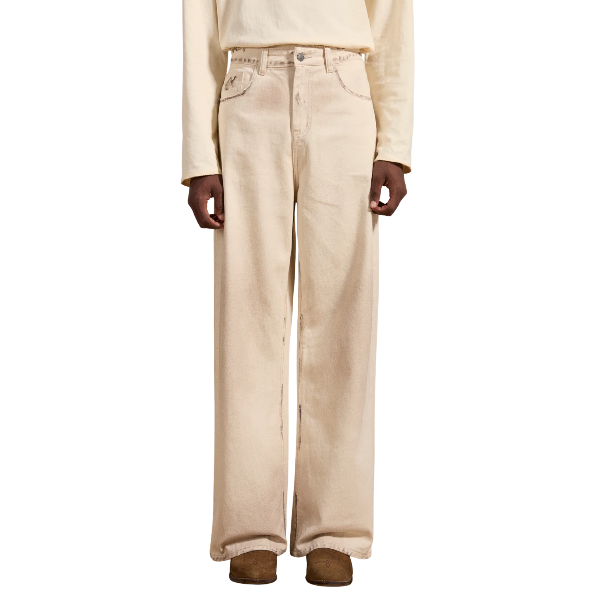 Lacy Baggy Jeans Dirty White