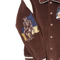 Washed Corduroy Embroidered Faces Jacket