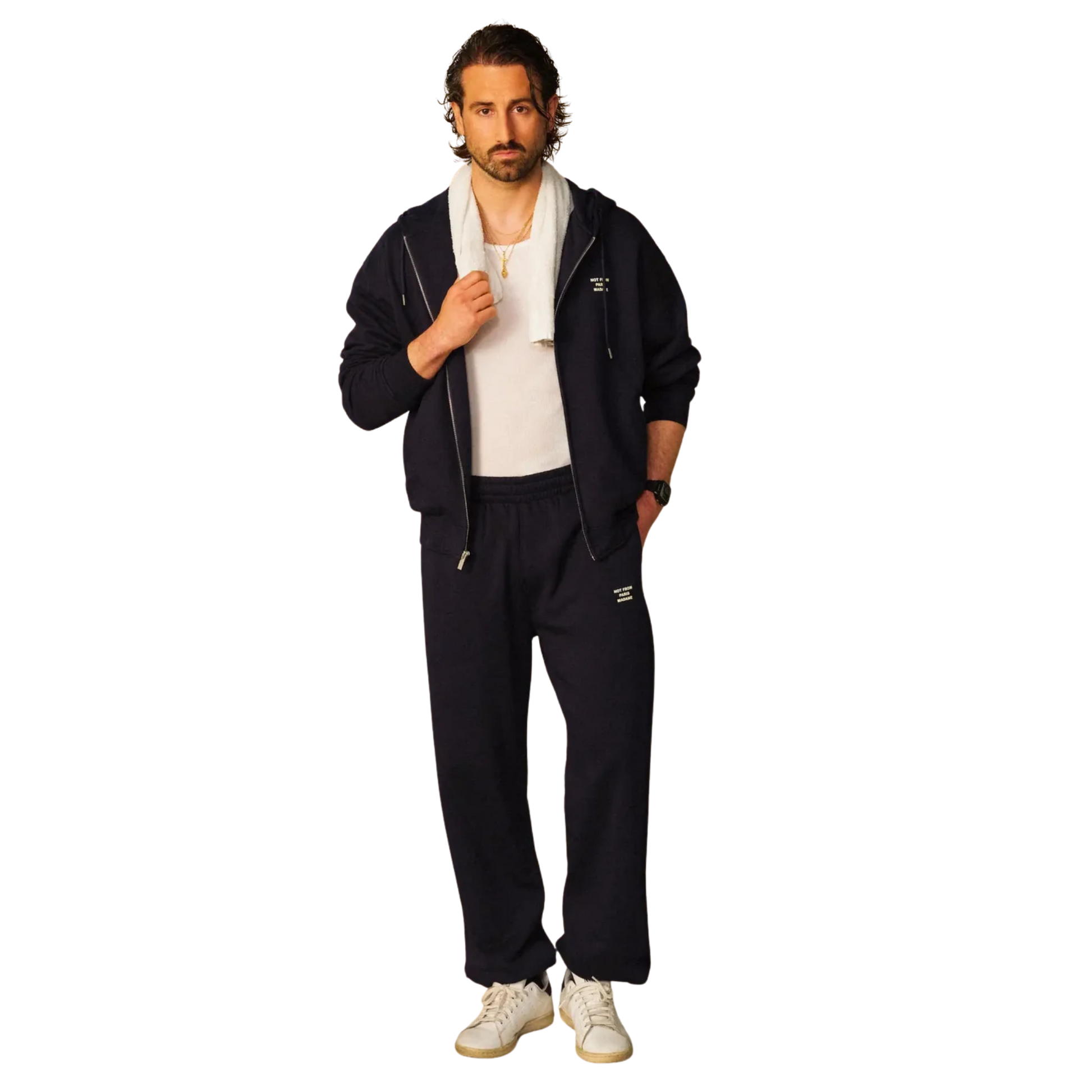 Slogan Zip Sweatshirt Navy