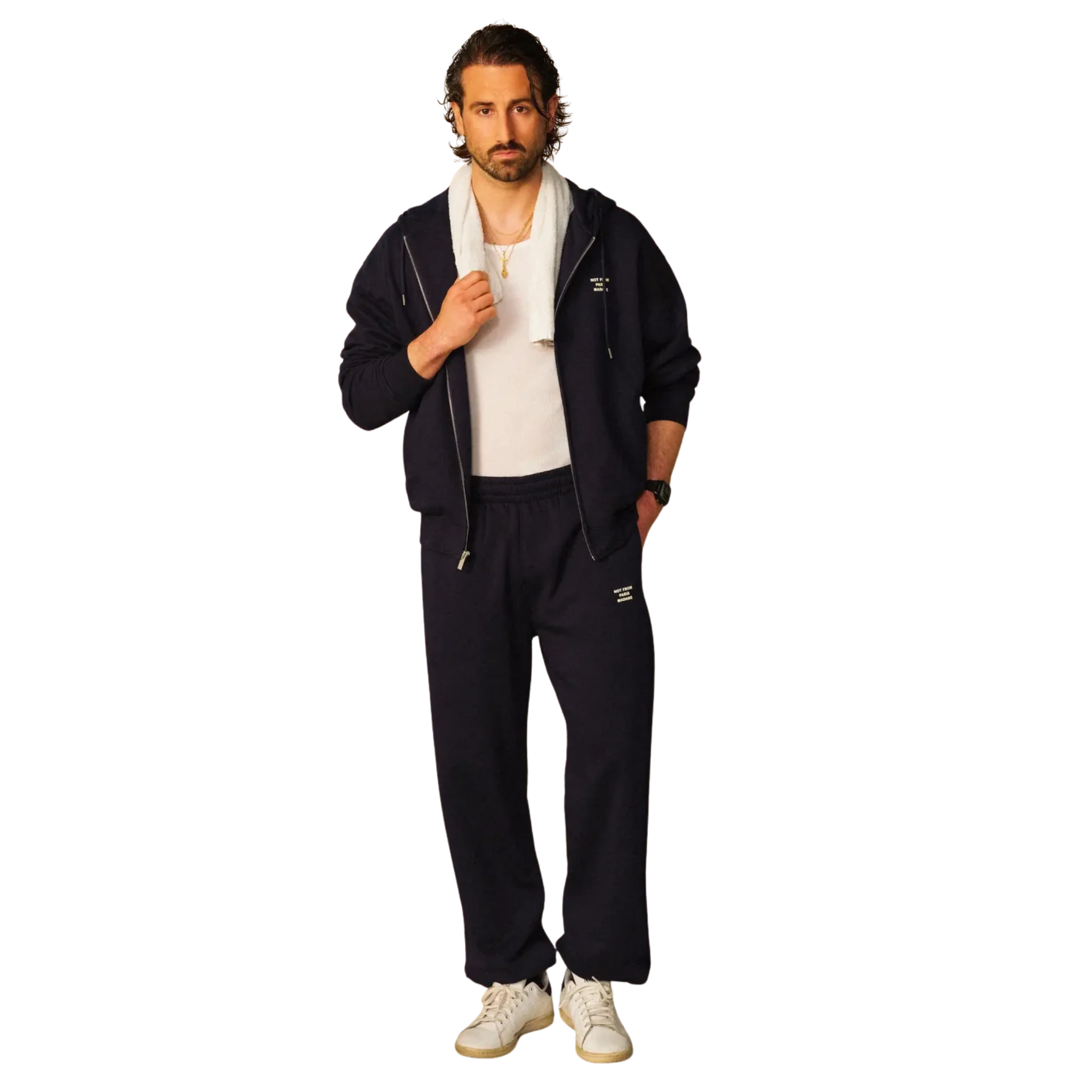 Slogan Zip Sweatshirt Navy