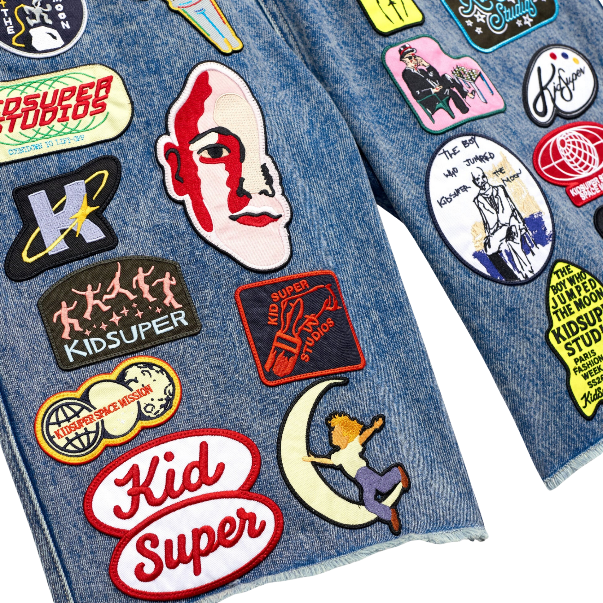Patches Denim Long Short Dark Blue