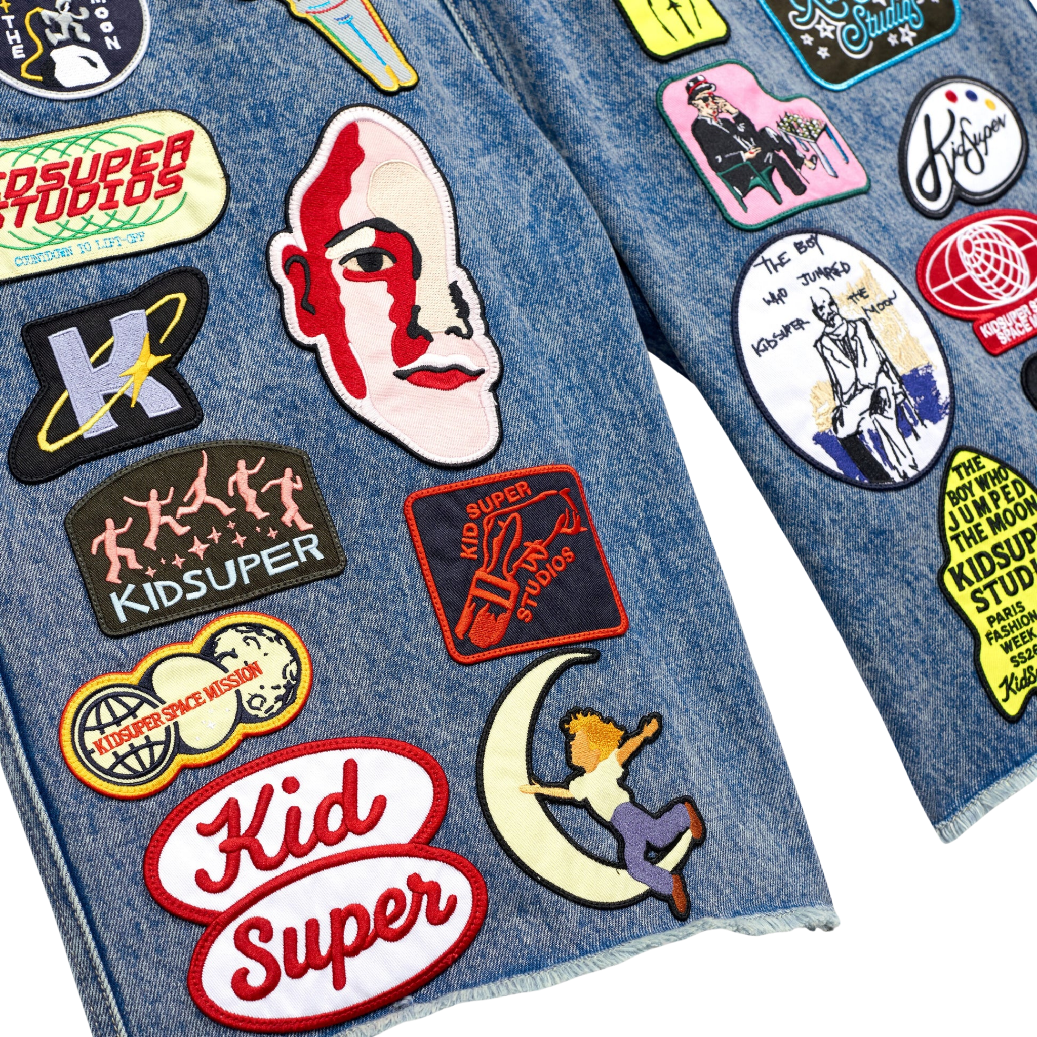 Patches Denim Long Short Dark Blue