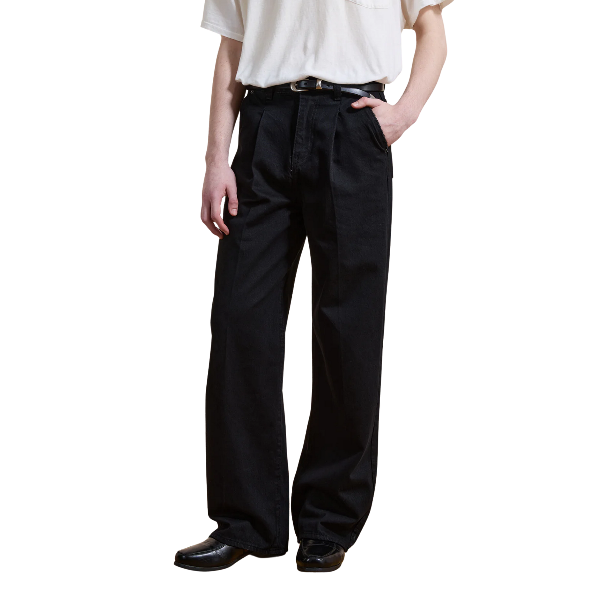 Pleated Relaxed Fit Jeans VINTAGE BLACK
