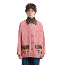 Canvas Embroidered Work Jacket Vintage Salmon