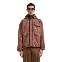 Hand Embroidered Hooded Jacket Espresso
