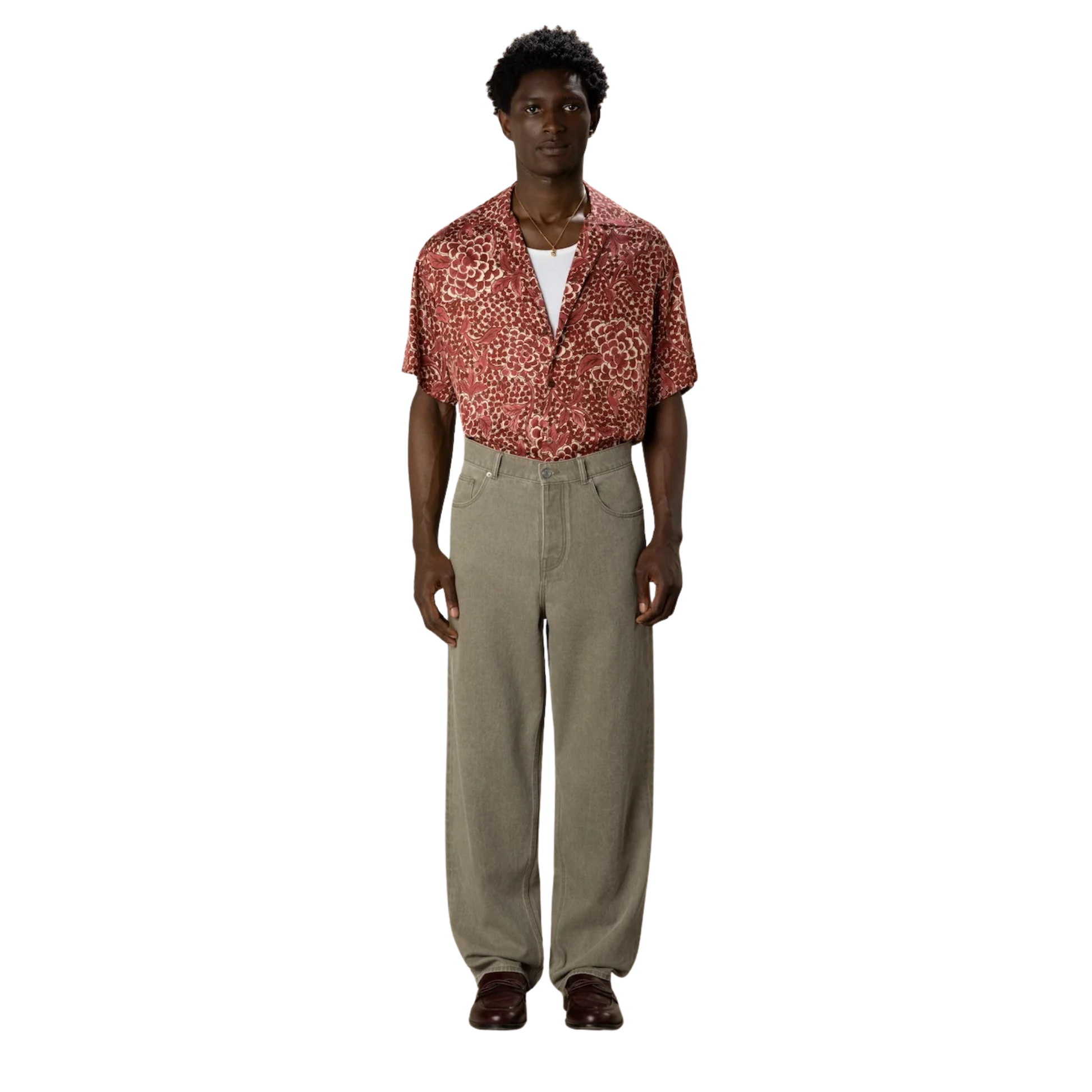 Washed Khaki Straight Jeans