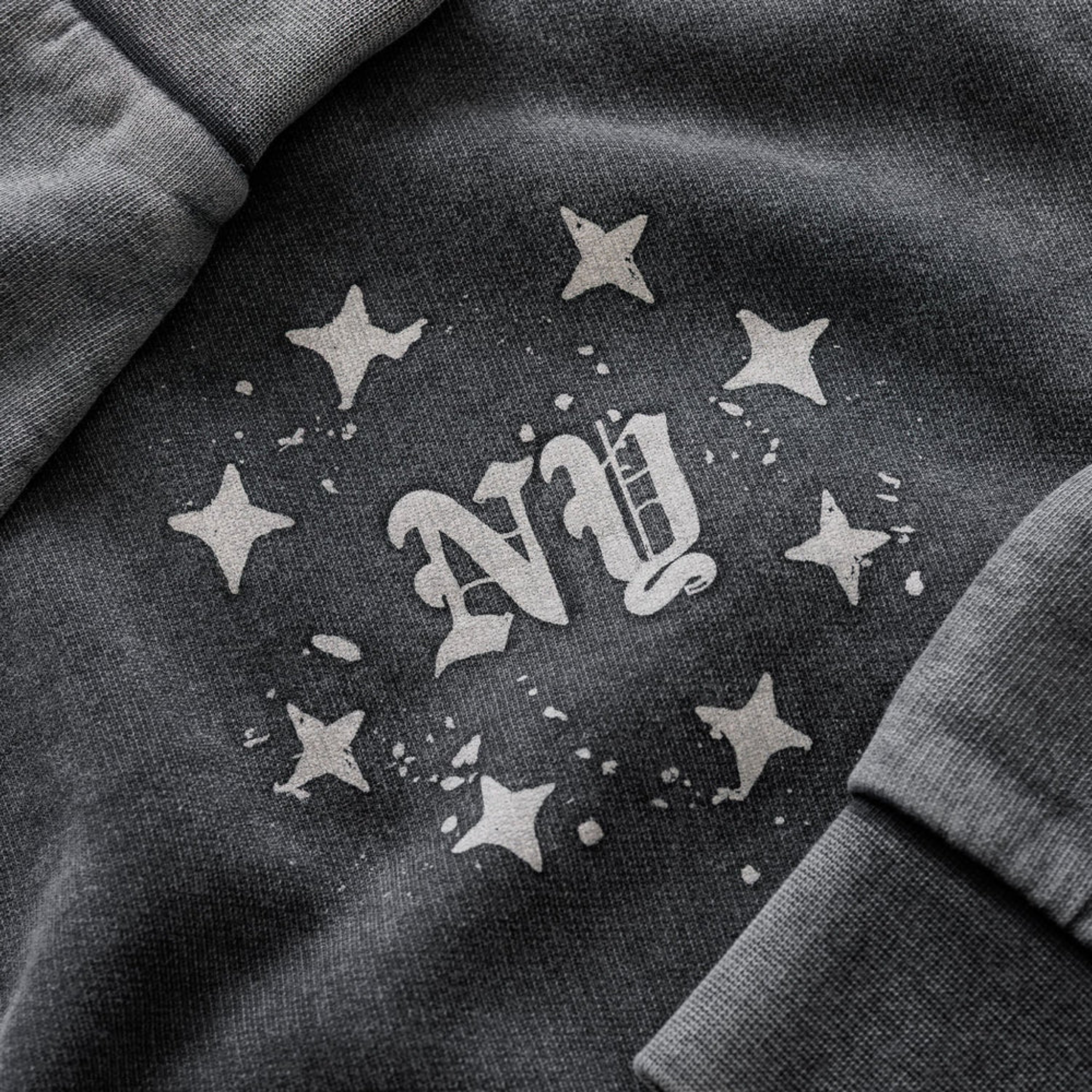NY PAINT SPLATTER WASHED GREY HOODI