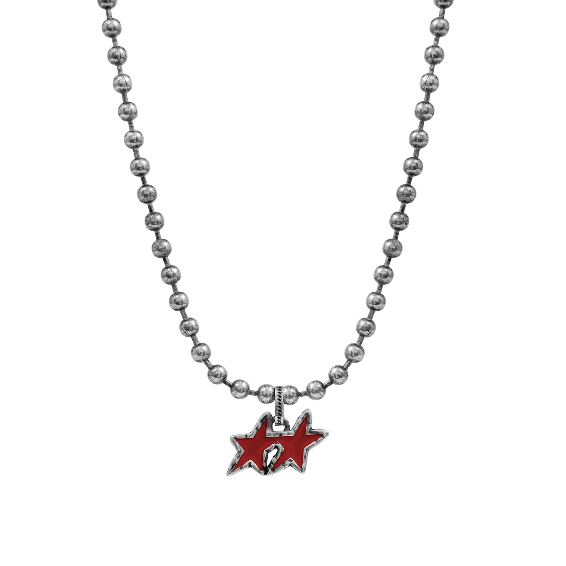Red Melted Stars Ball Necklace