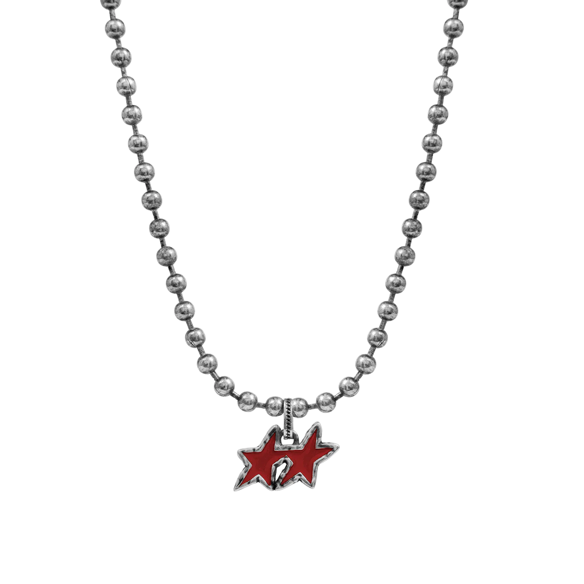 Red Melted Stars Ball Necklace