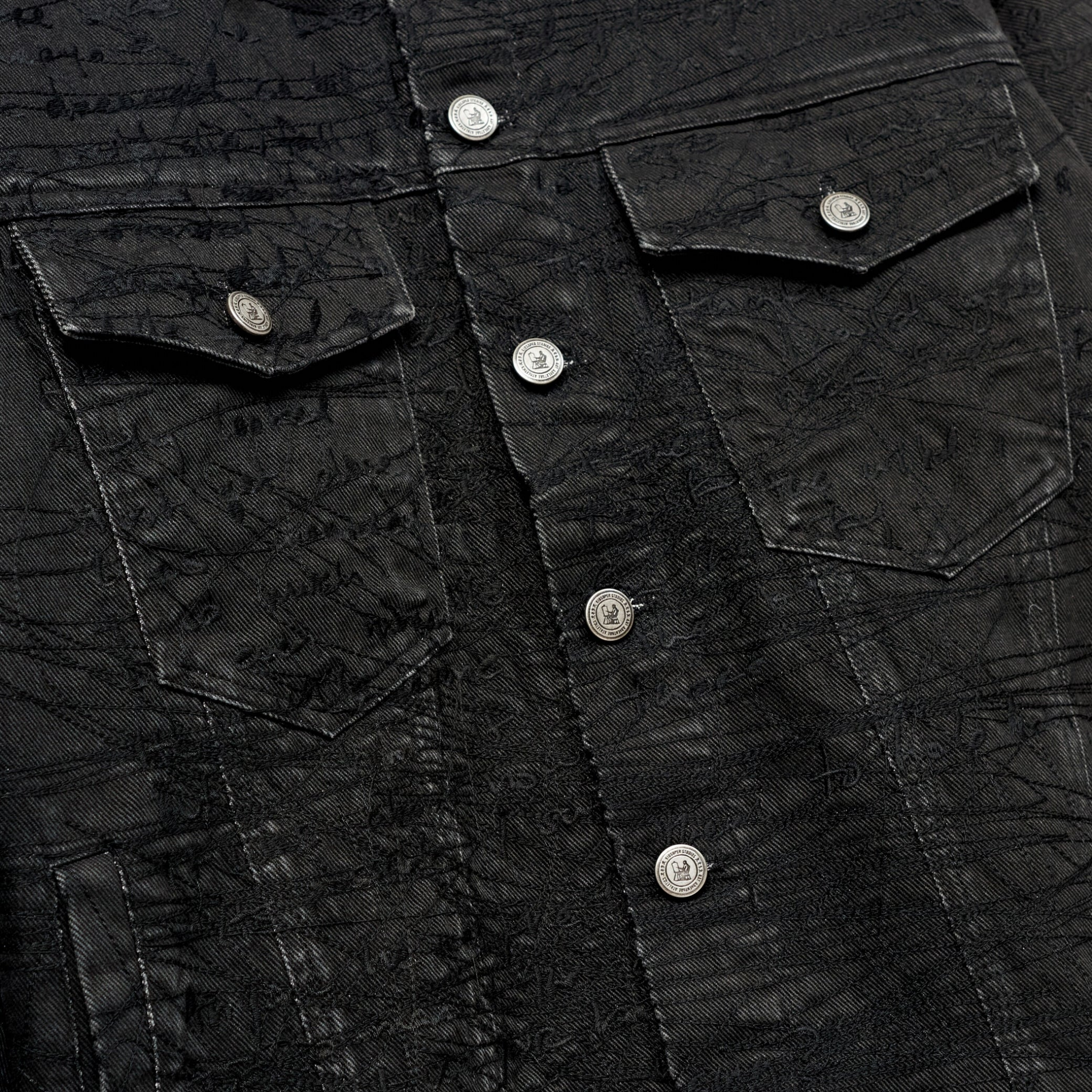 Manuscript Embroidered Jacket Black
