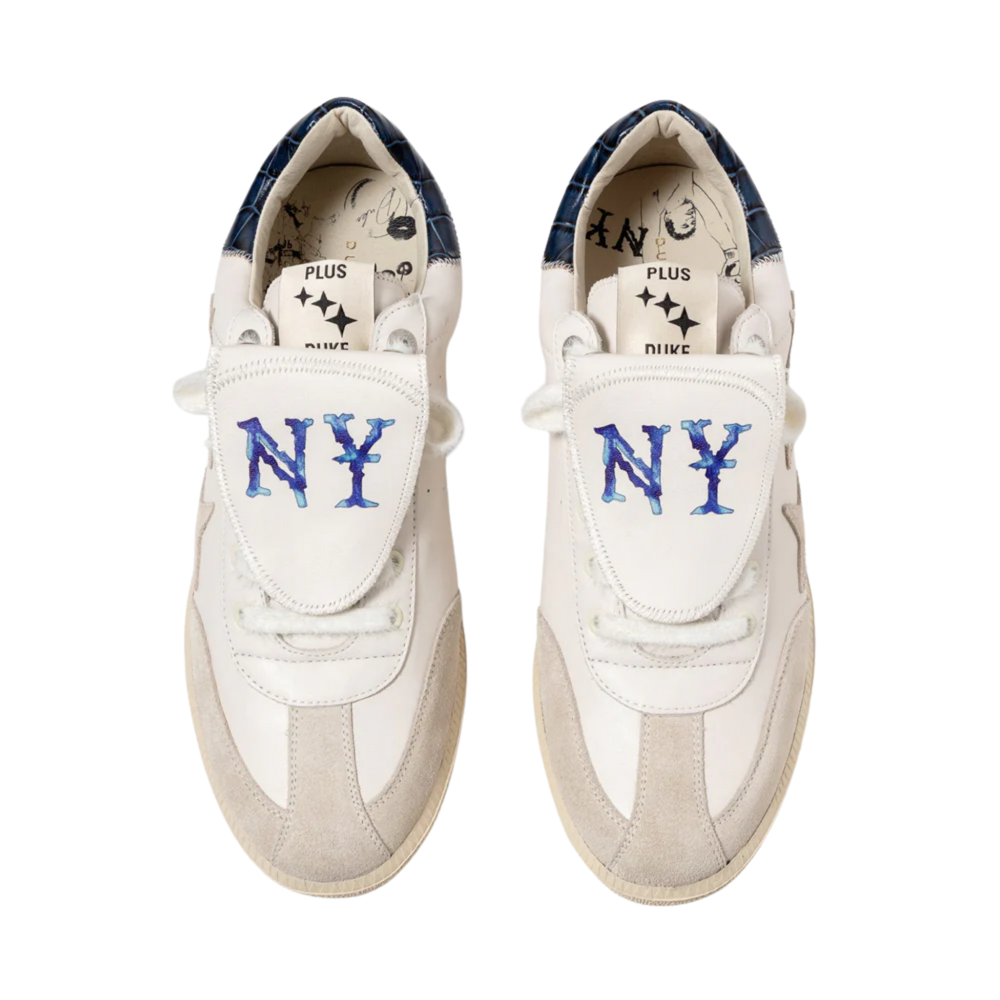 NY White Navy Sneaker