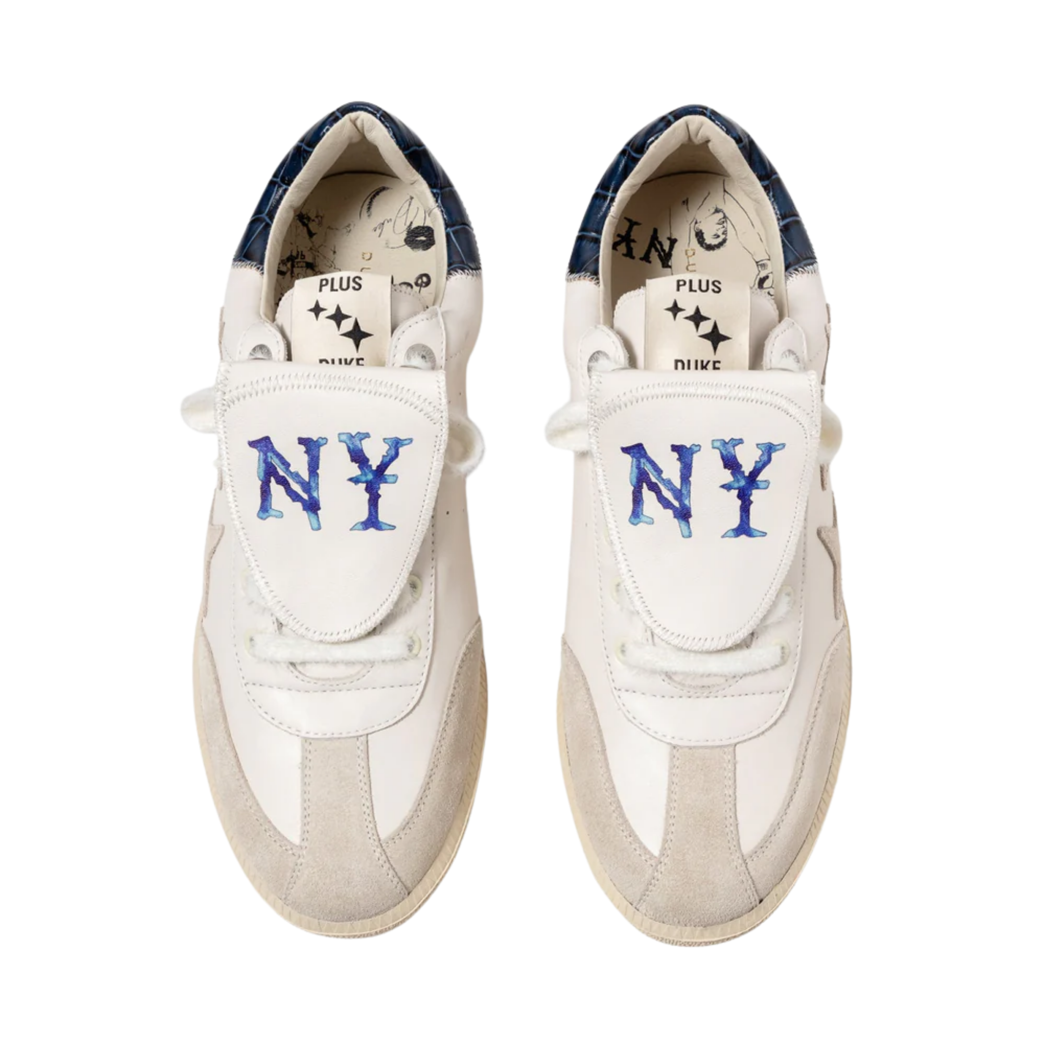 NY White Navy Sneaker